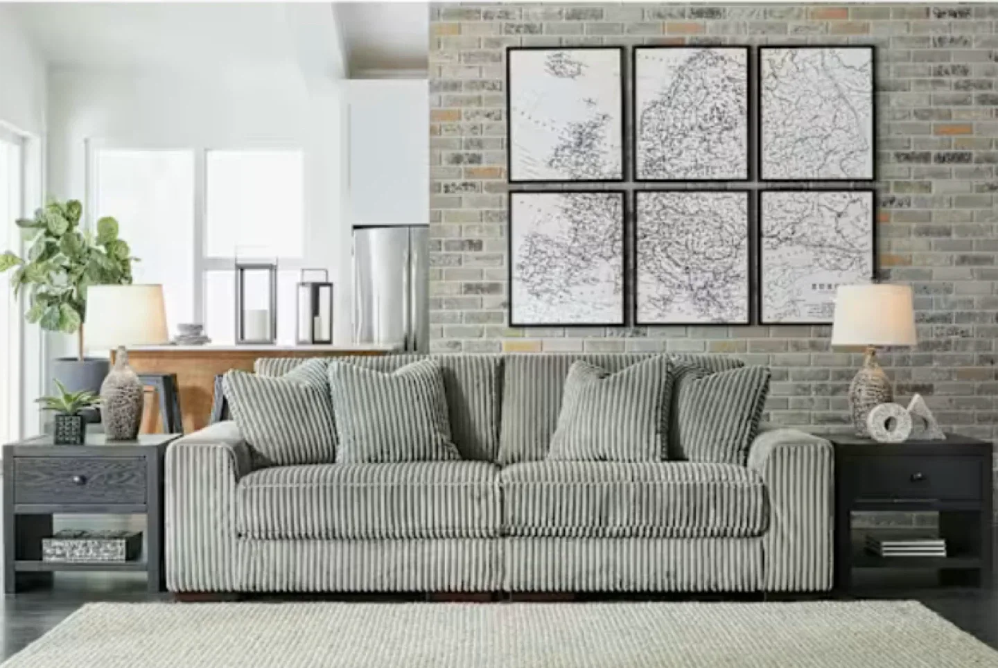 Ashley Furniture Corduroy Sofa - Green thumbnail