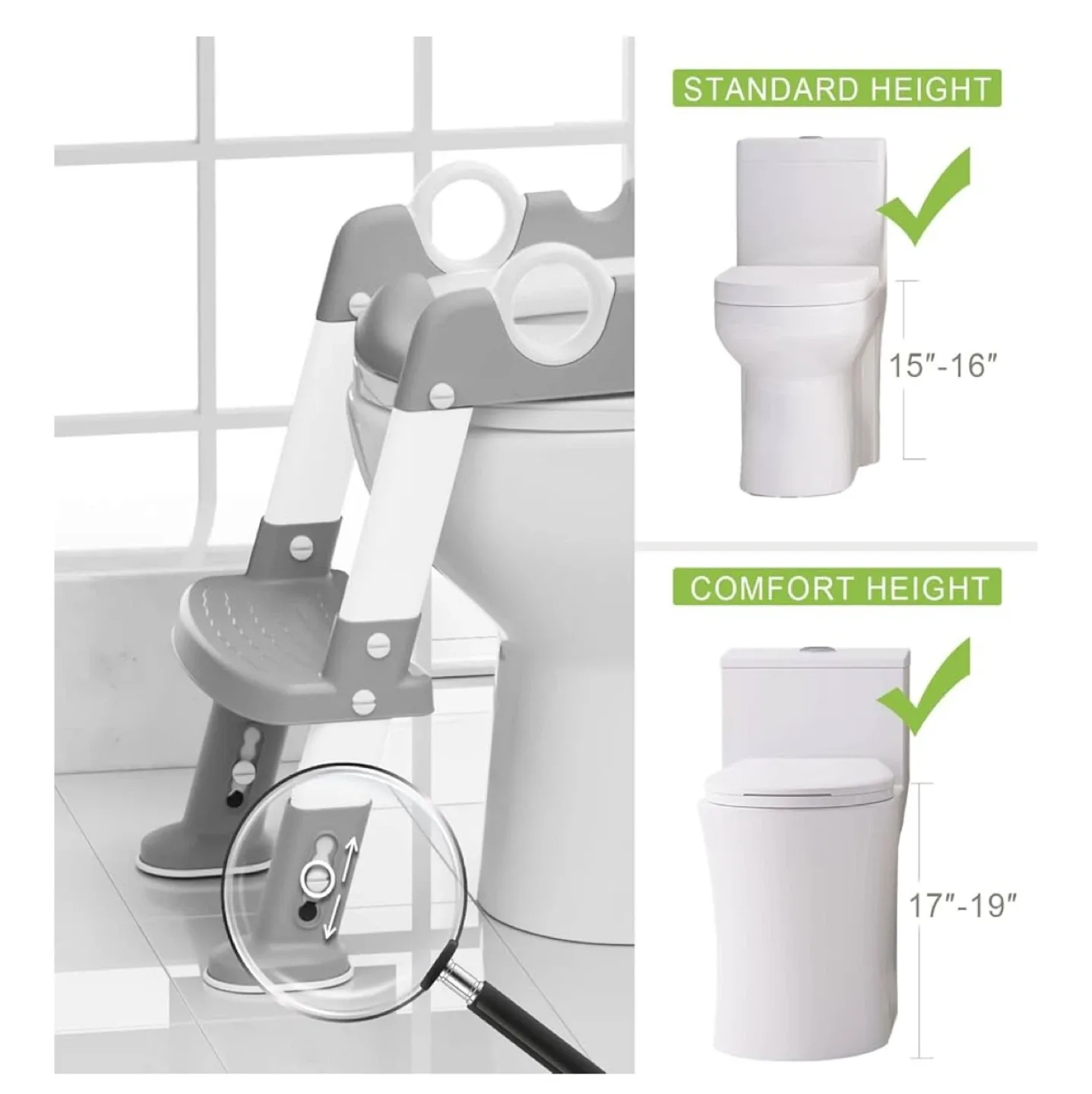 Potty Training Seat with Ladder - Grey & White image indicator(3)