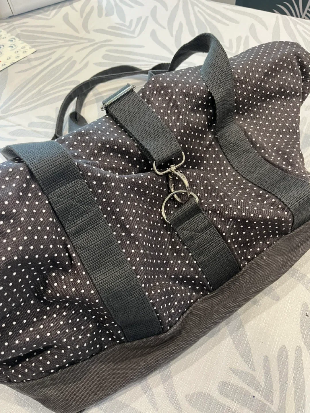 Thirty-One Black Polka Dot Weekender Bag thumbnail