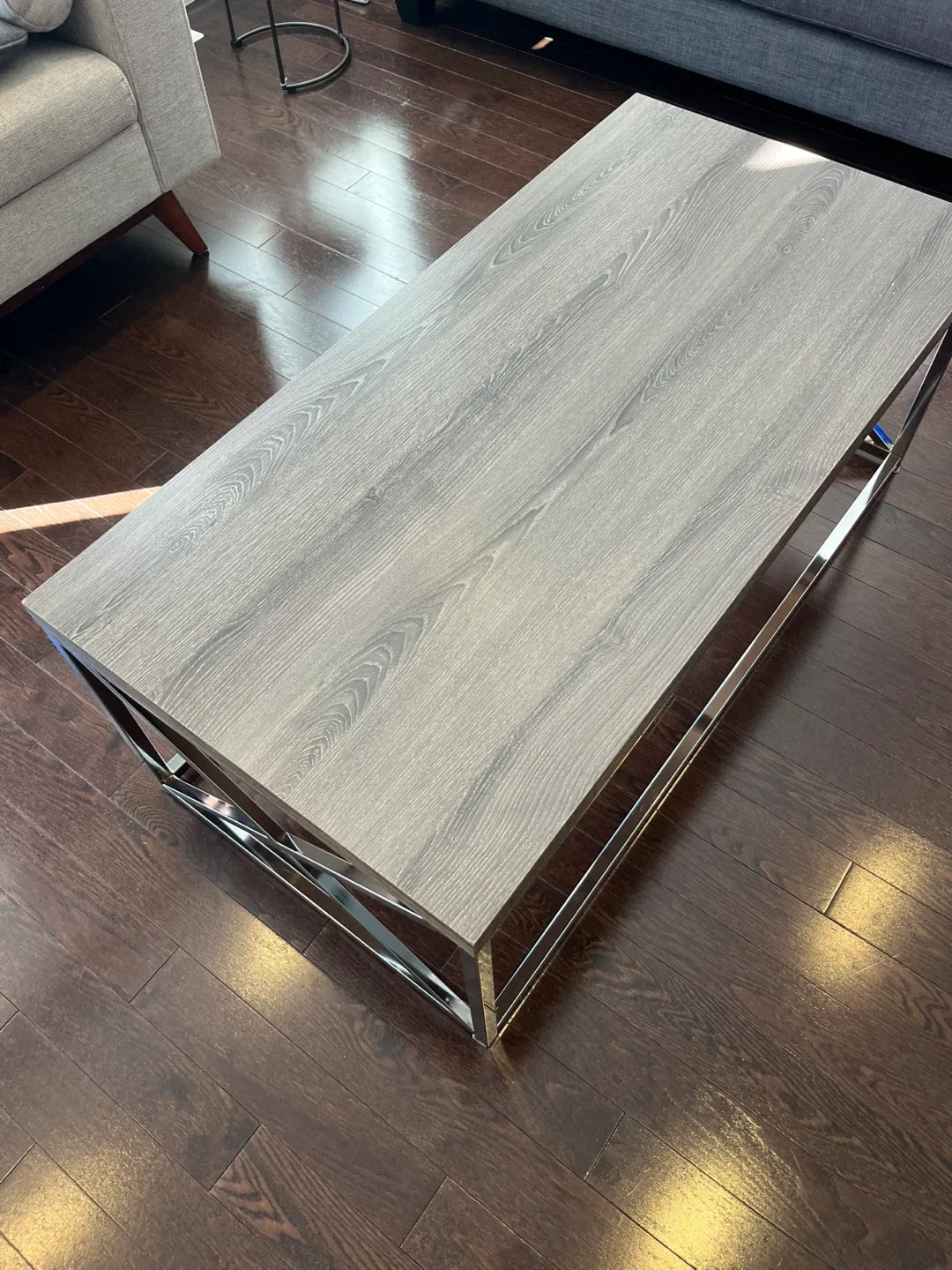 Coffee Table - Wood Grain Top, Chrome Frame image indicator(3)