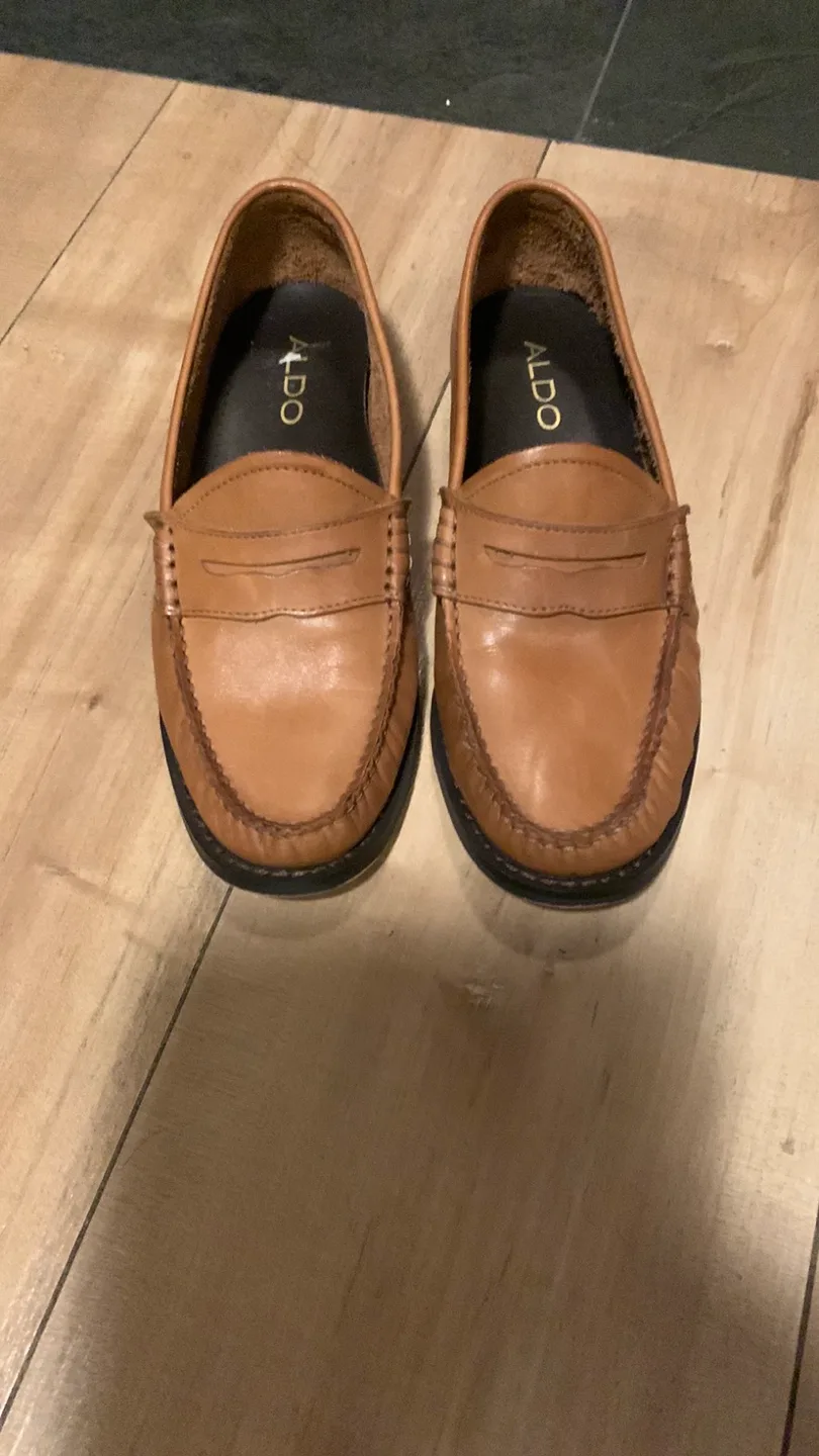 ALDO Tan Leather Loafers woman’s size 7.5 new thumbnail