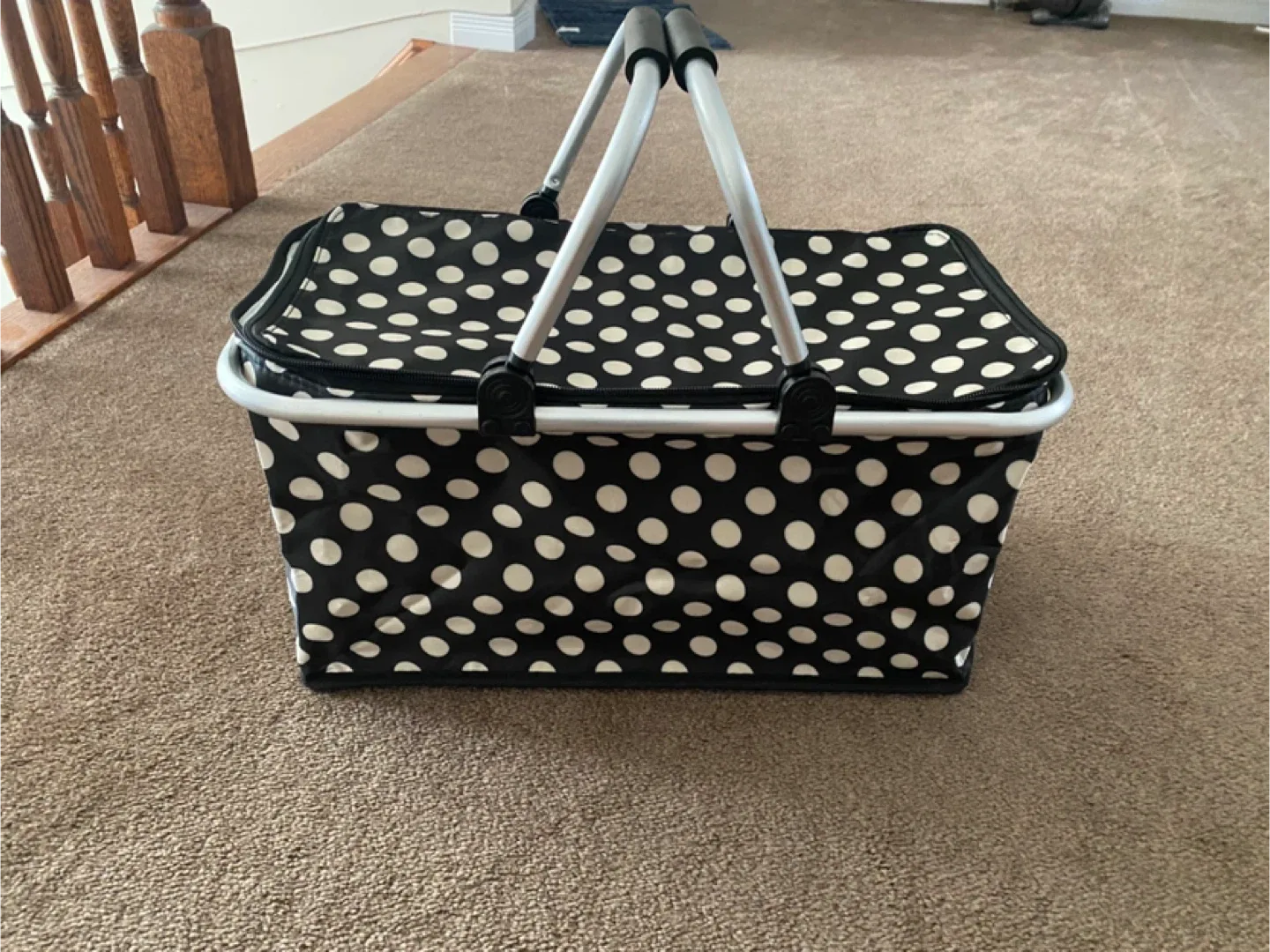 Collapsable Polka Dot Picnic Basket thumbnail