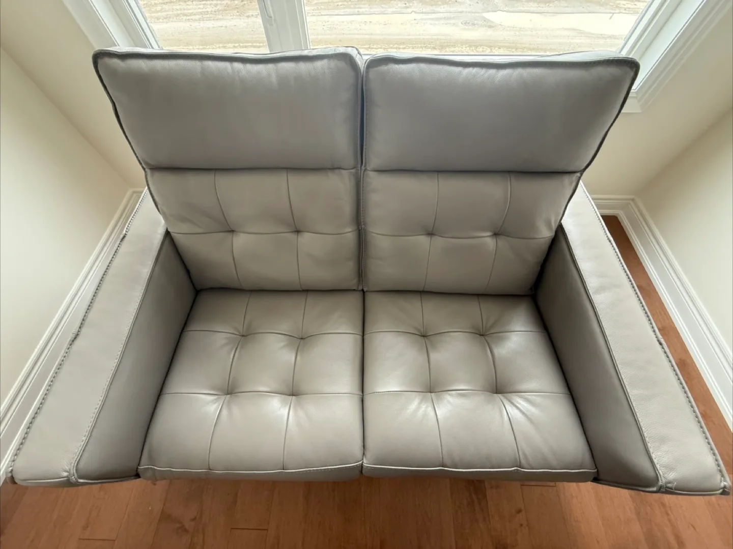 Grey Leather Loveseat Recliner thumbnail