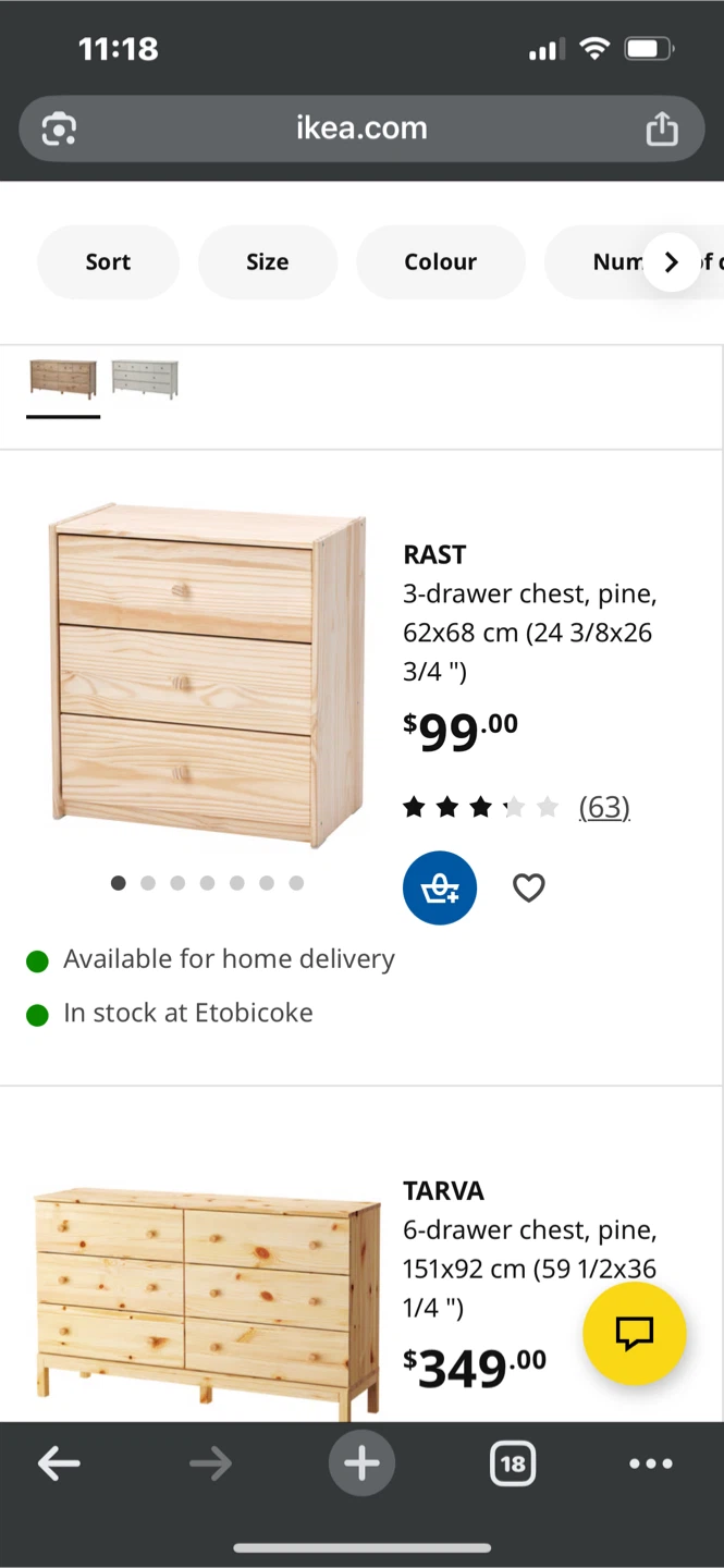 IKEA 3-Drawer Chest - Pine