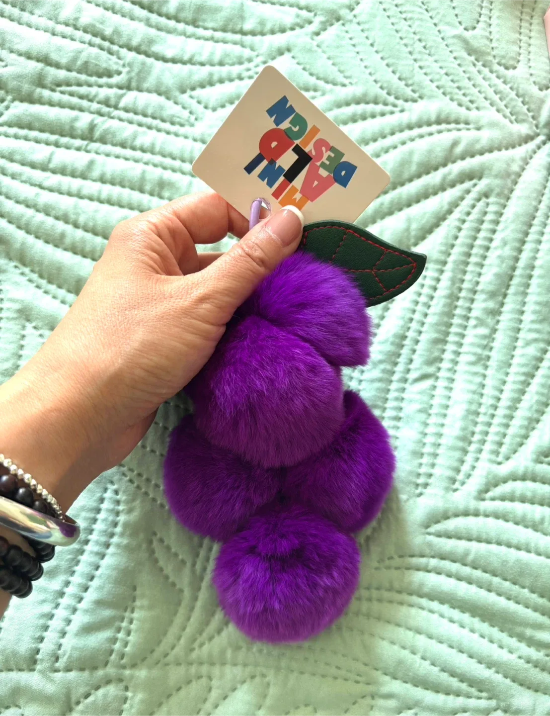 Purple Grape Keychain, super cute and fluffy!!!😁💝💝 thumbnail
