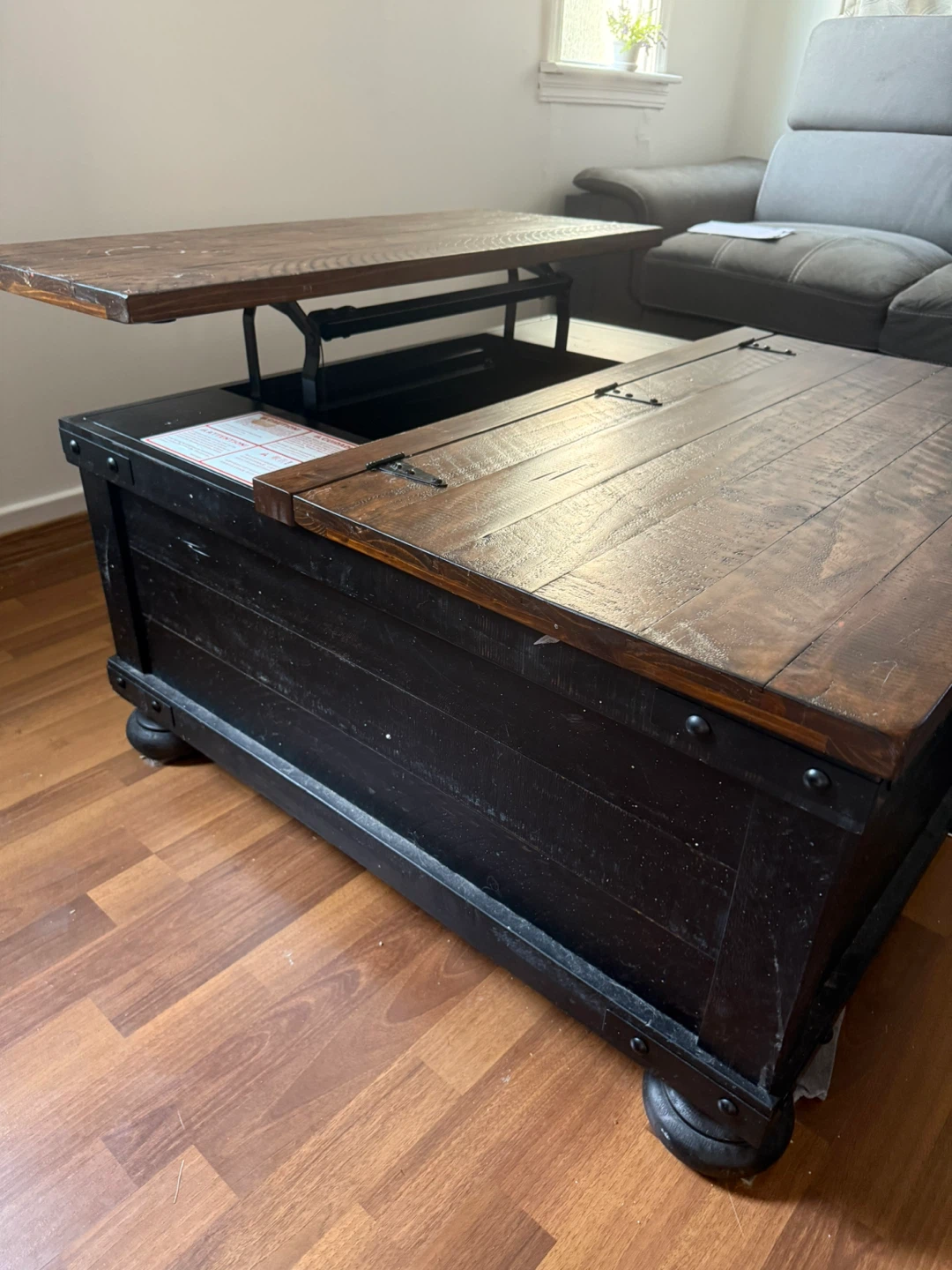 Lift Top Coffee Table - Wood & Black - photo 4