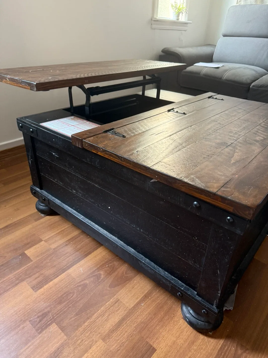 Lift Top Coffee Table - Wood & Black image indicator(4)