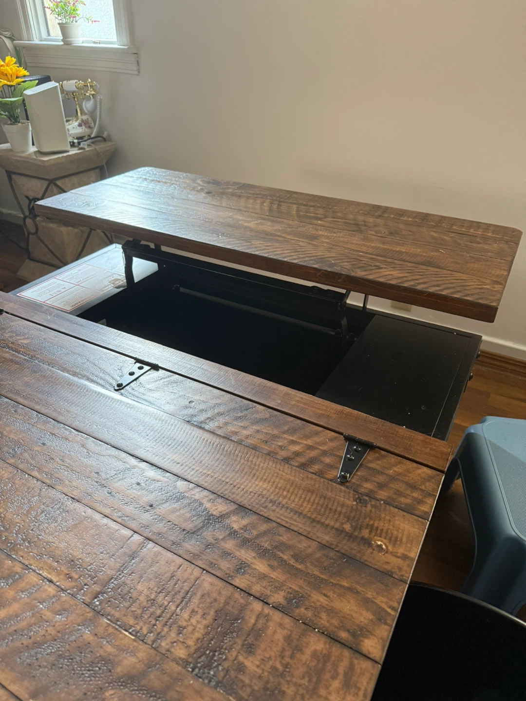 Lift Top Coffee Table - Wood & Black - photo 3