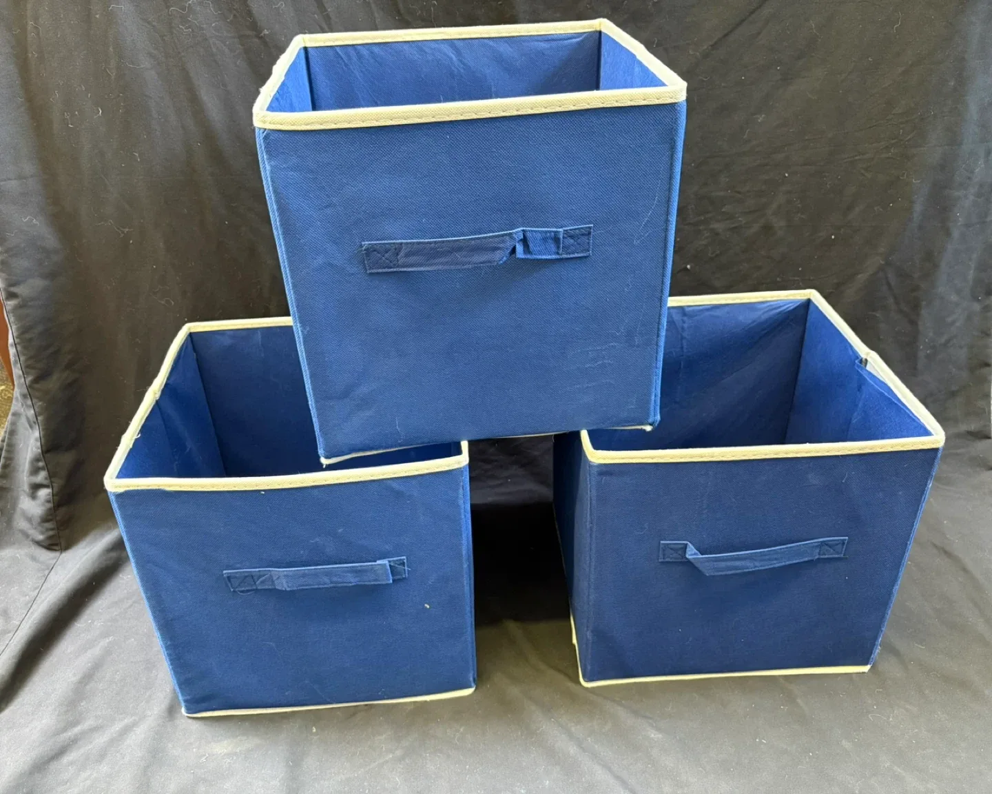 Blue Fabric Storage Bins - Set of 3 thumbnail