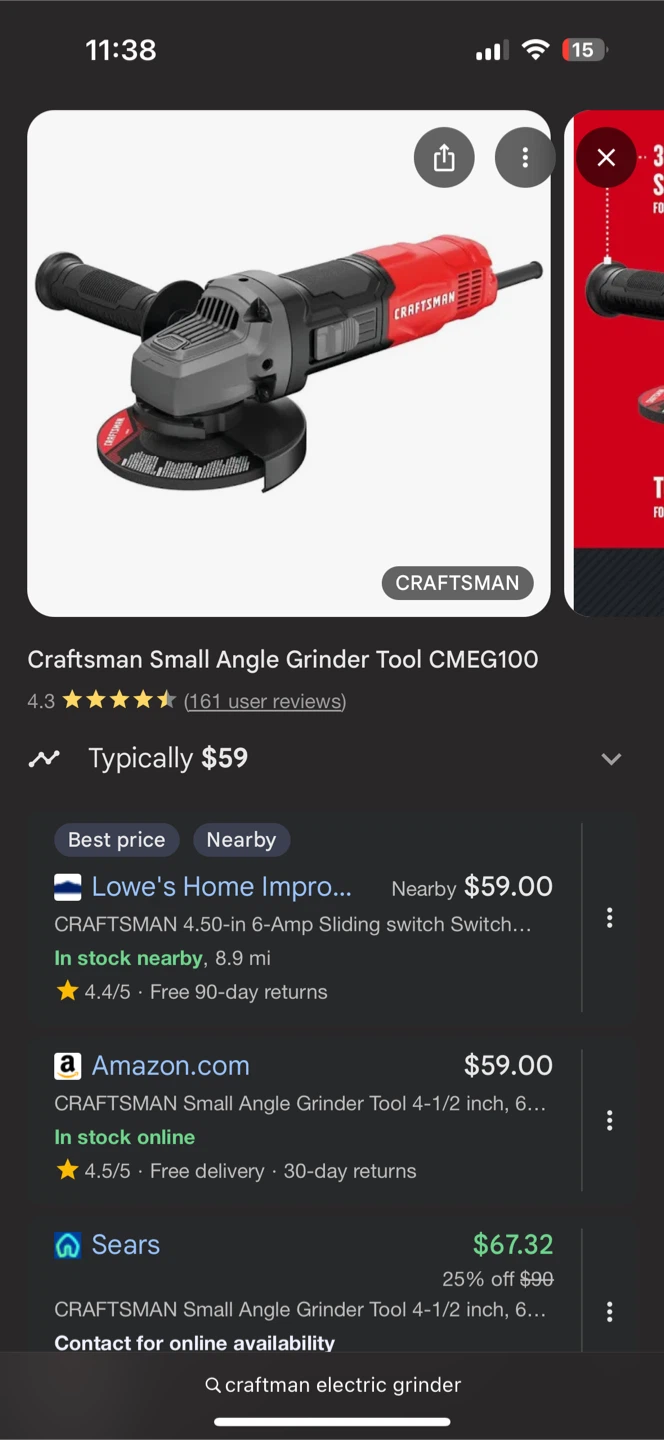Craftsman Small Angle Grinder Tool CMEG100 - photo 3