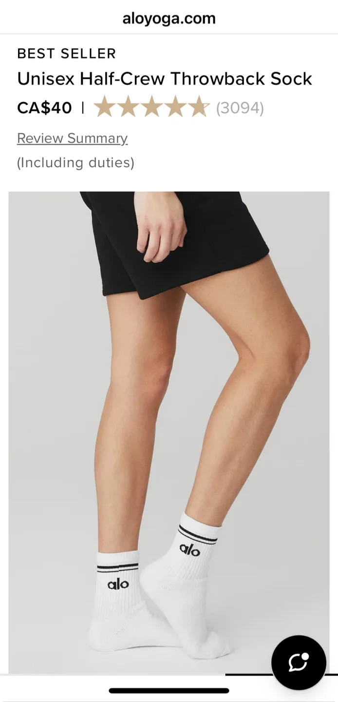 NWT Alo Unisex Half-Crew Throwback Sock image indicator(2)