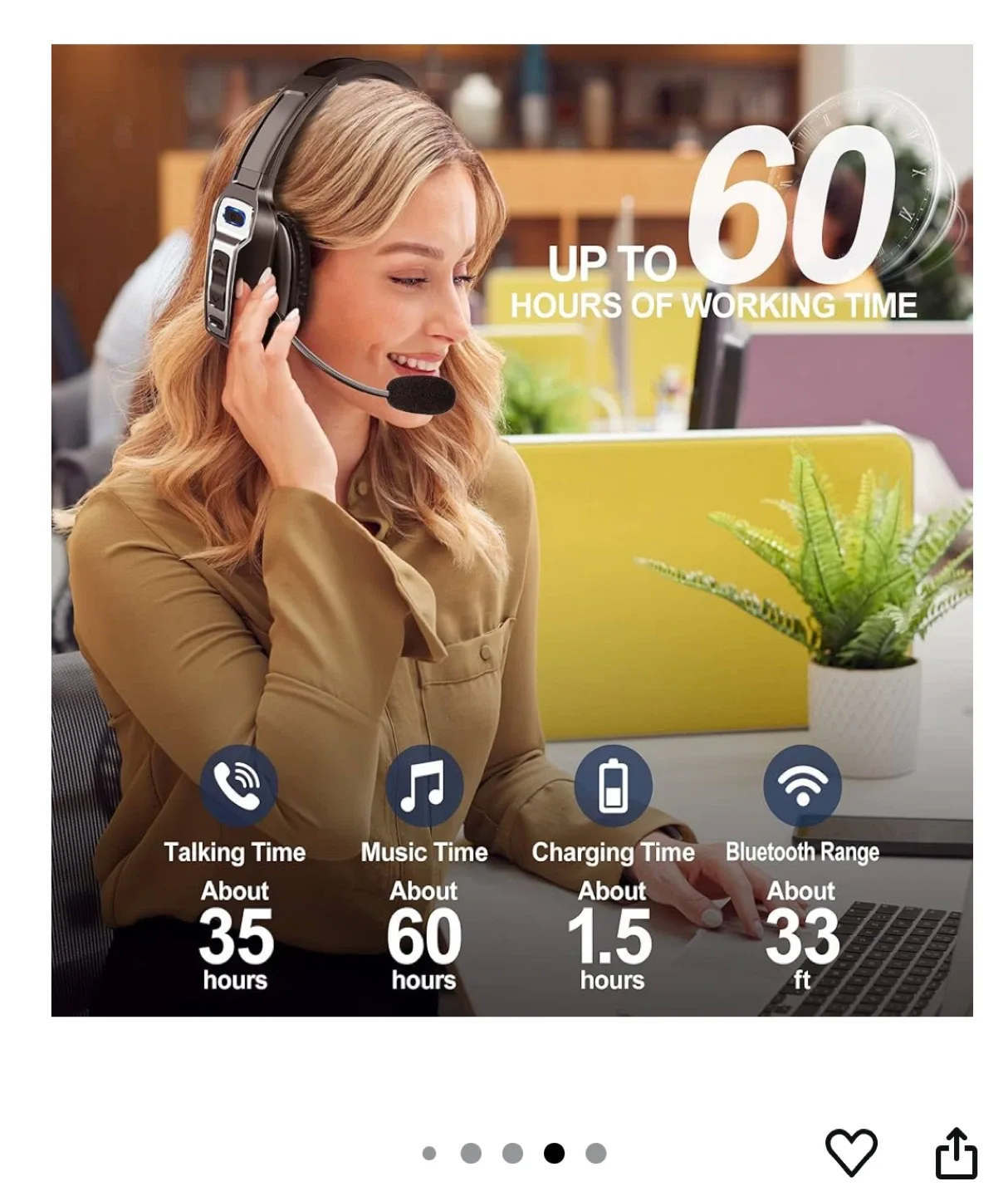 New Sarevile KH-23 Bluetooth Trucker/Call Centre Headset - Black image indicator(10)