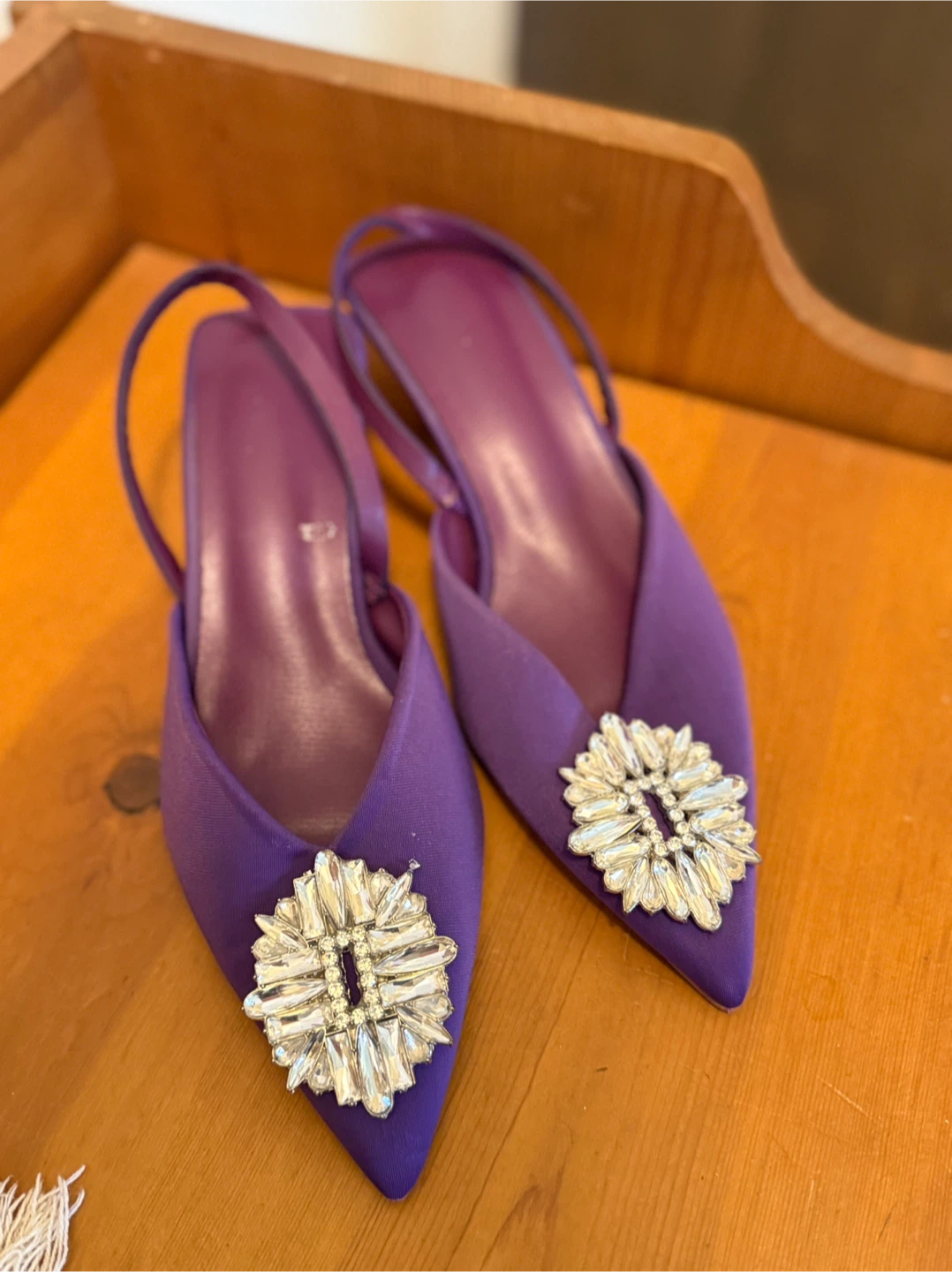 Purple Rhinestone Embellished Heels, Size 6