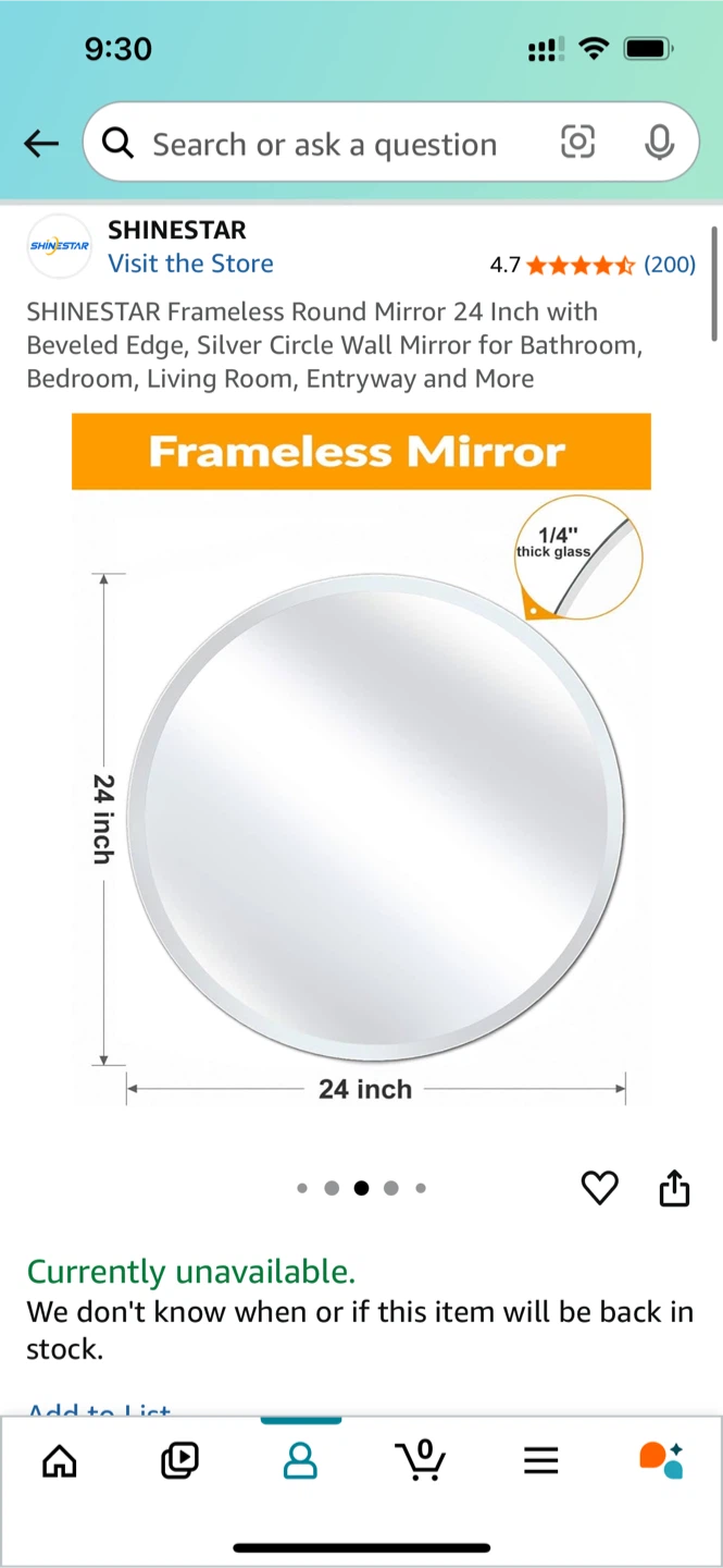Frameless Round Mirror - 24 inch - photo 2