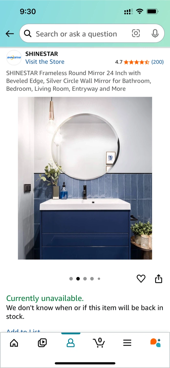 Frameless Round Mirror - 24 inch - photo 3