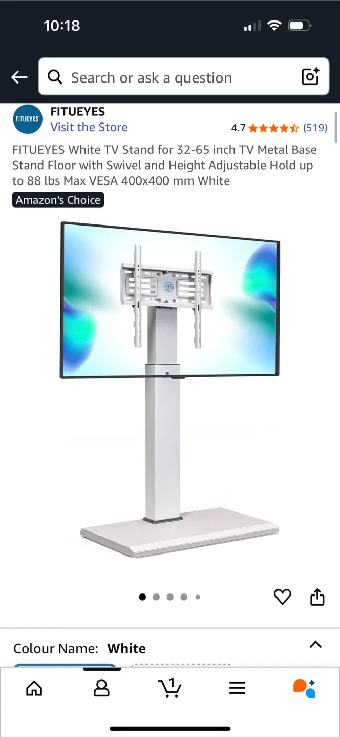 White TV Stand 32-65 inch thumbnail