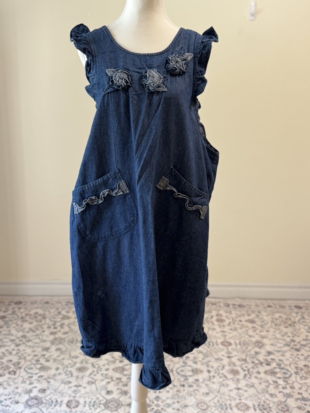 Vintage Denim Layered Dress 100% Cotton