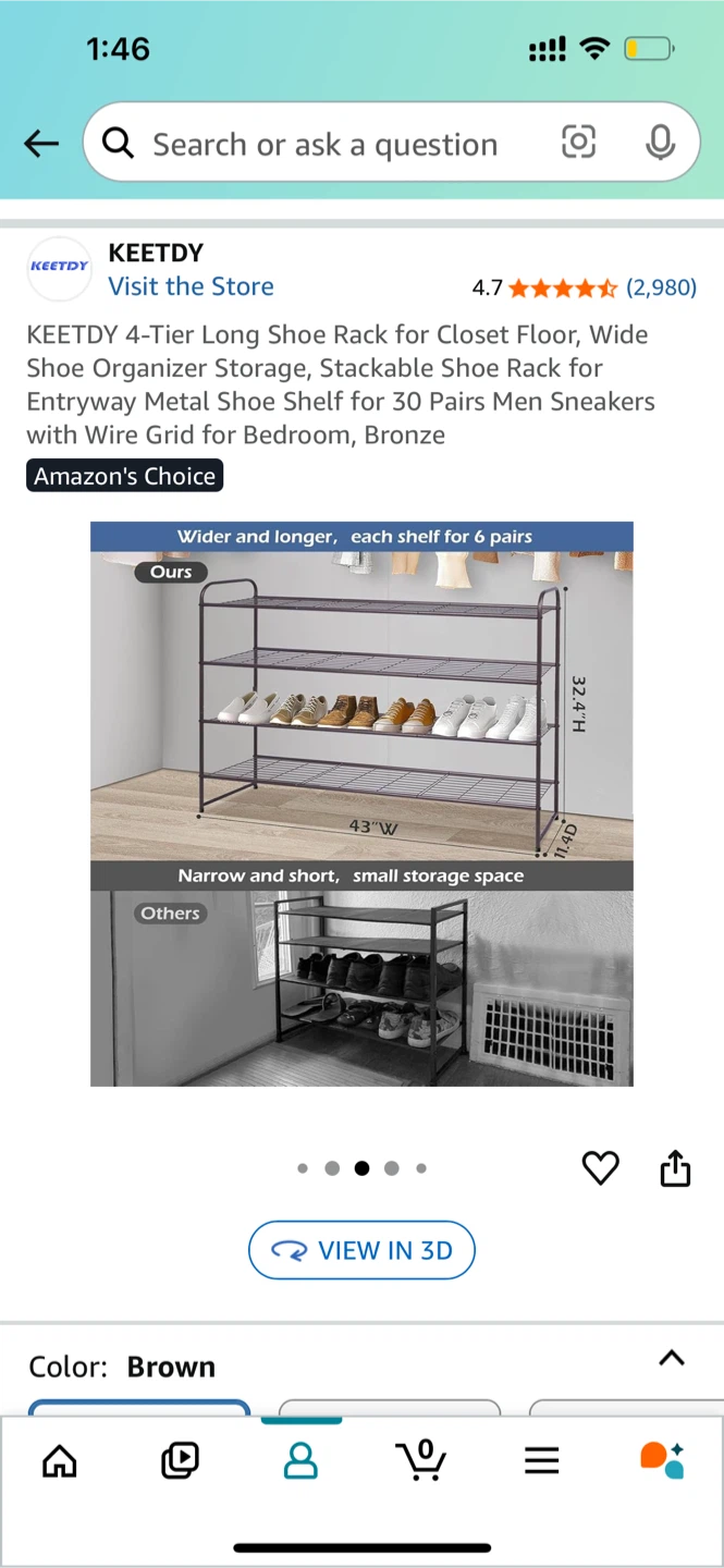 4-Tier Long Shoe Rack - Brown - photo 2