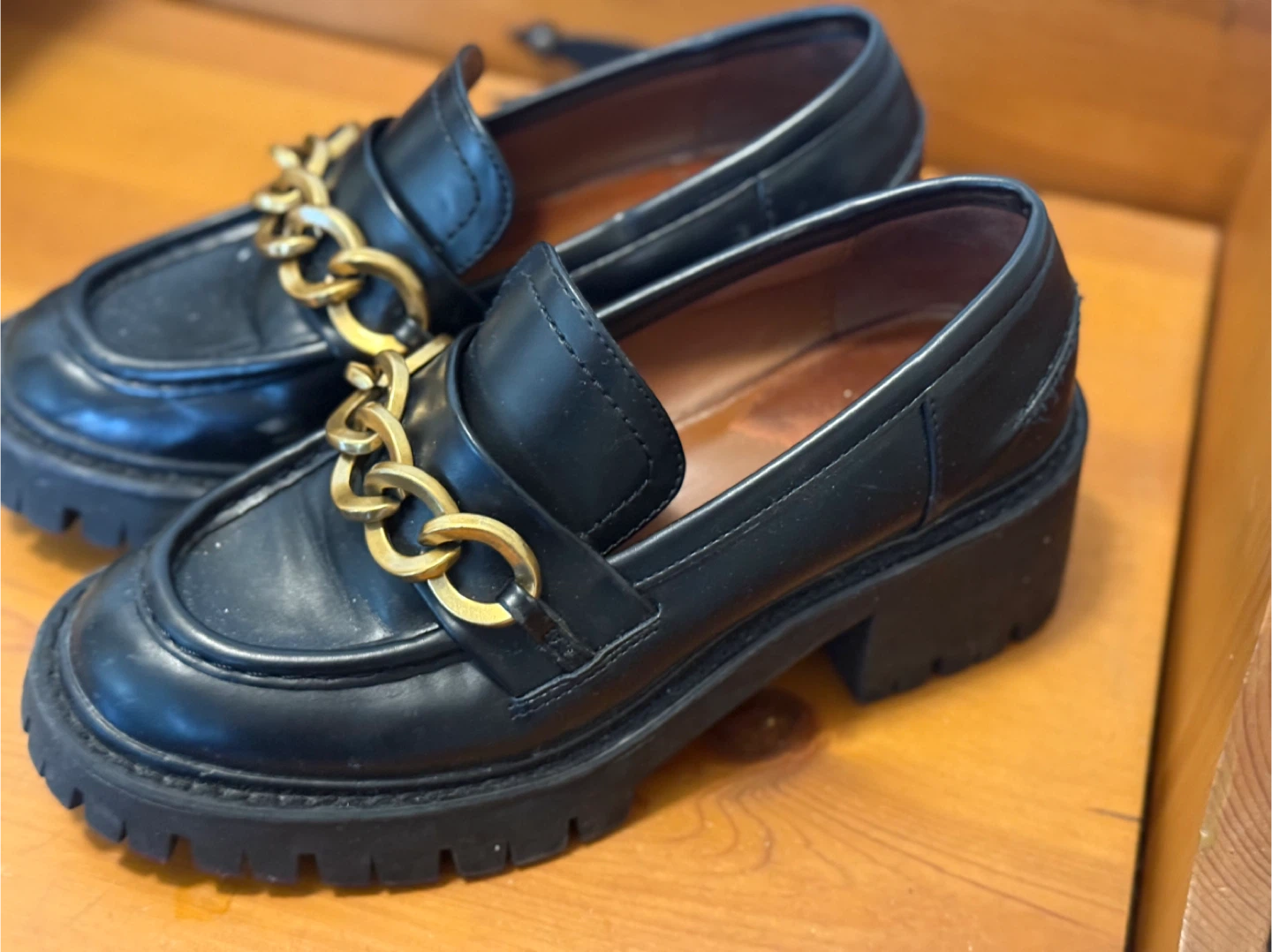 Black Chain Loafers, Size 7