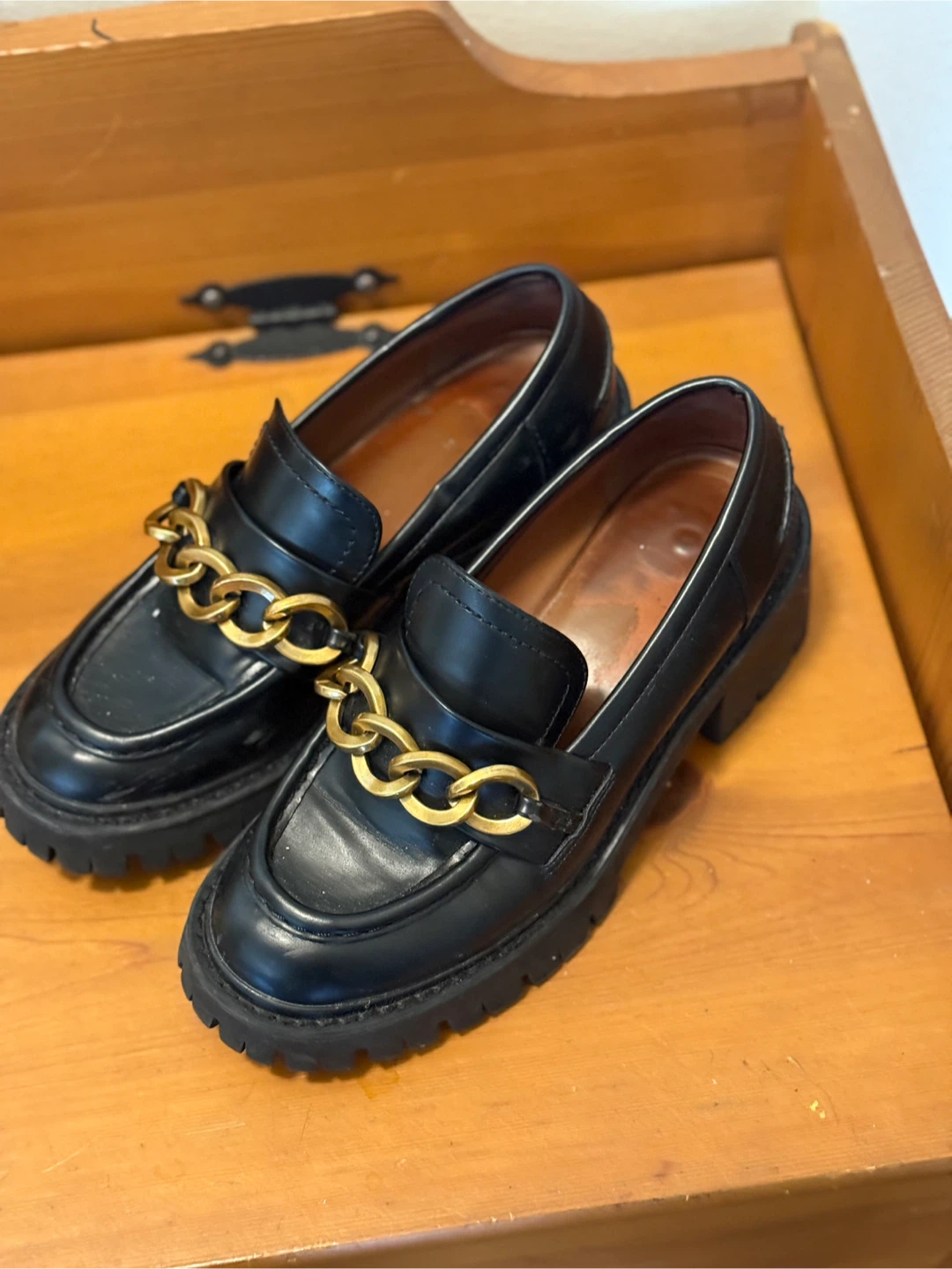 Black Chain Loafers, Size 7 - photo 3