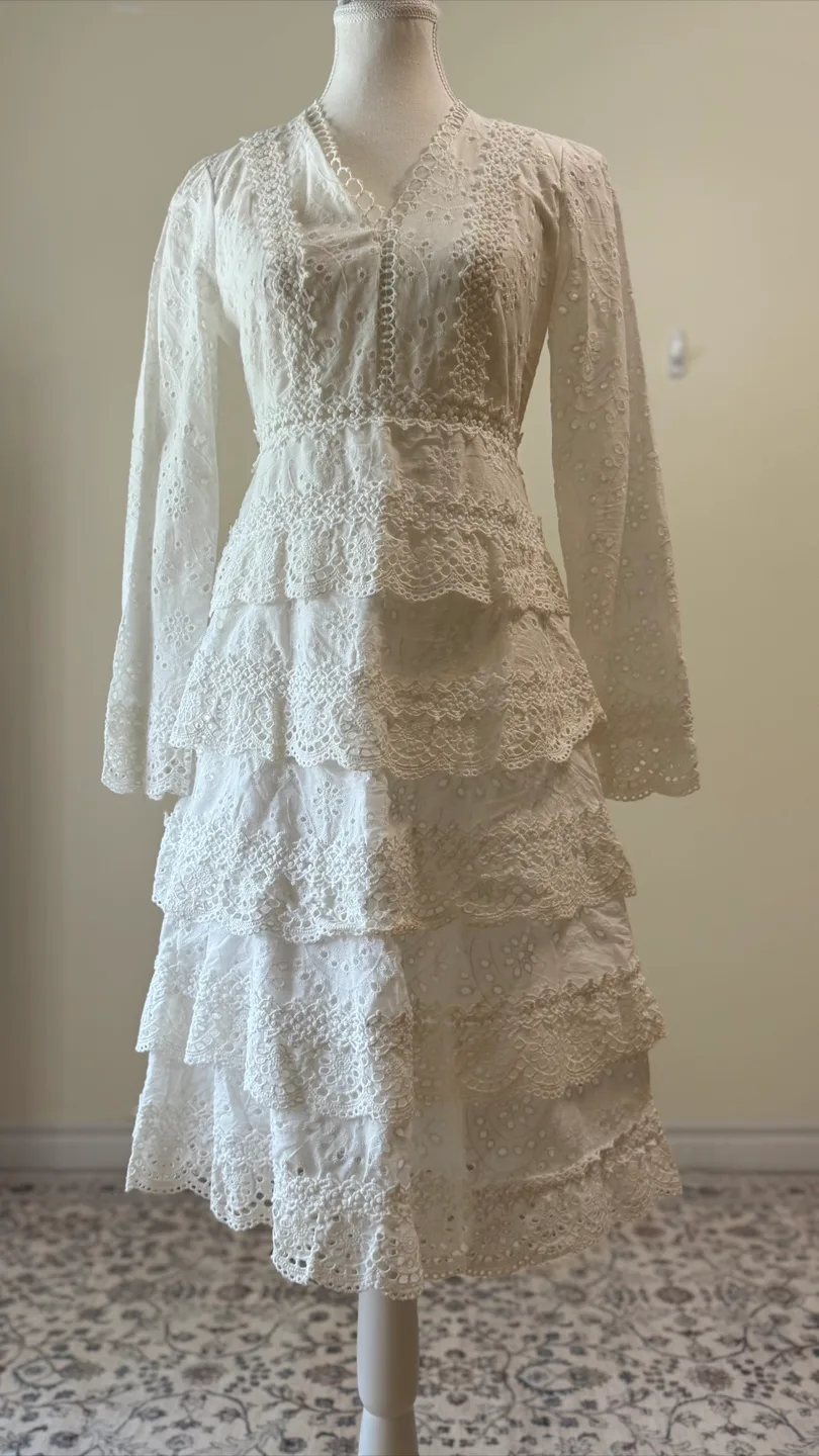 Vintage White Lace Mini Dress thumbnail