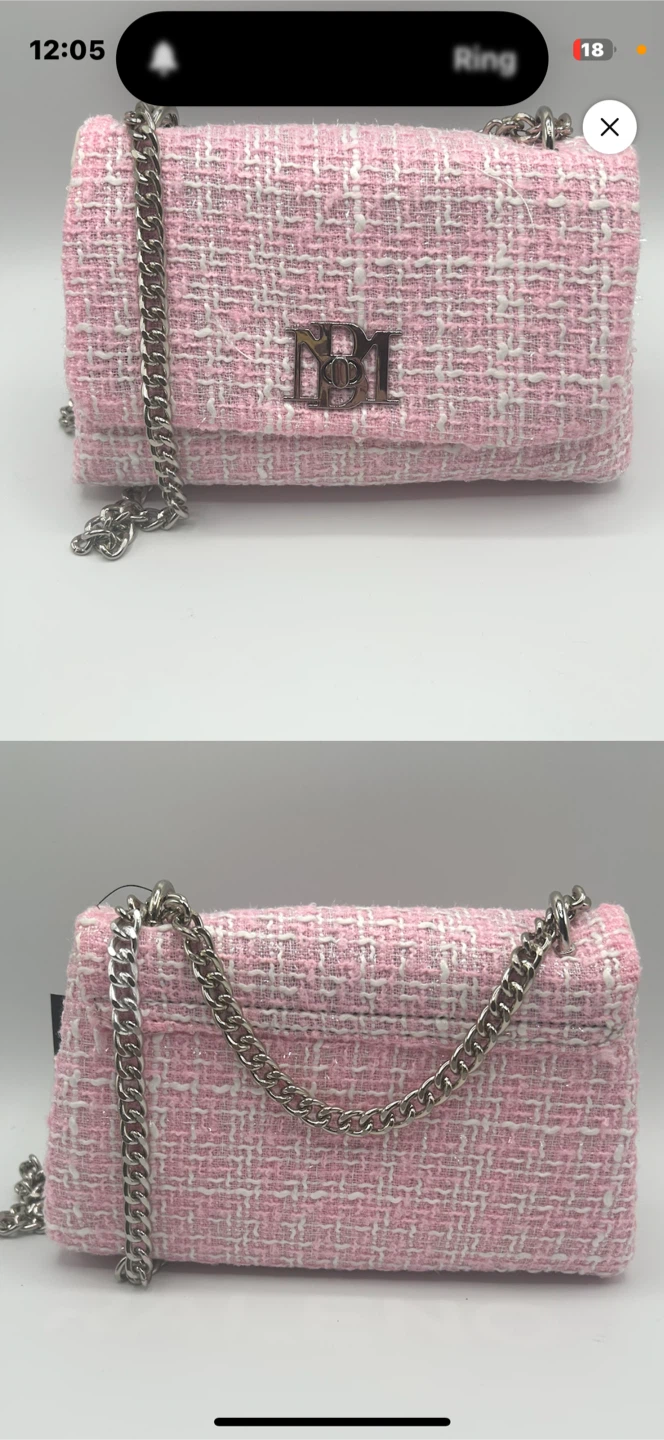 NΦM Pink Tweed Chain Badgley Mischka