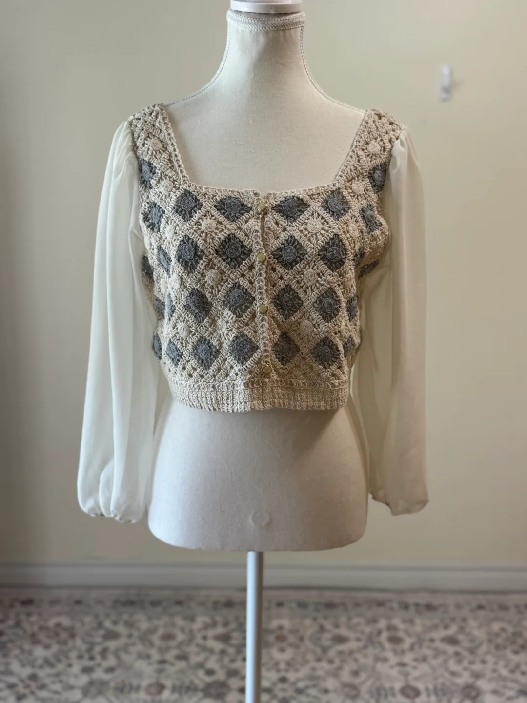 Vintage Crochet Knit Top thumbnail