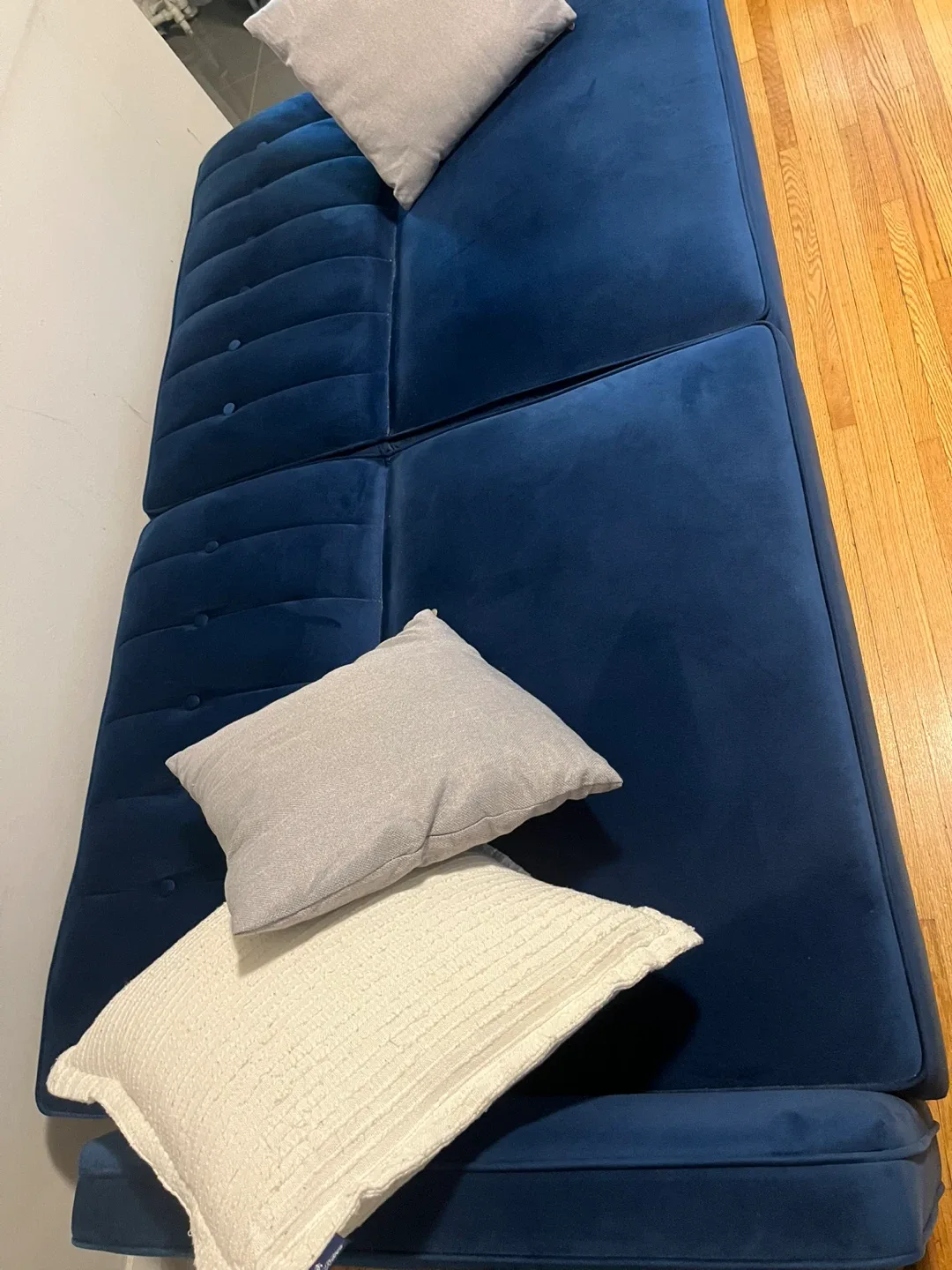 Blue Velvet Futon Sofa Bed image indicator(4)