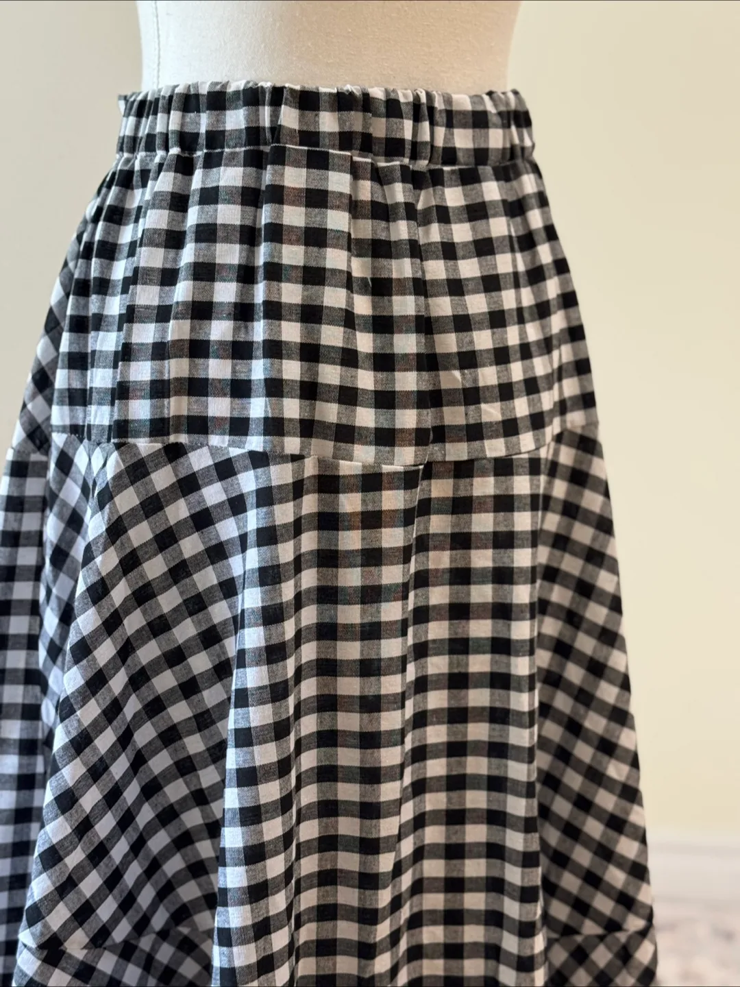 Vintage Black White Gingham Maxi Skirt image indicator(9)
