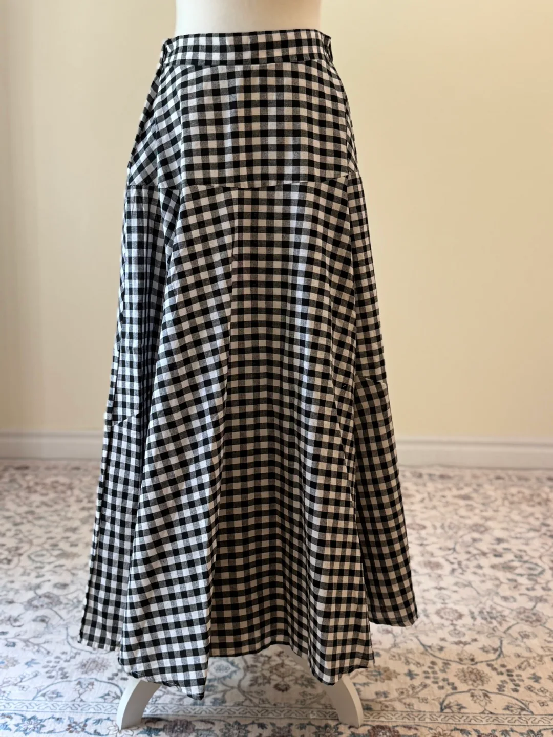 Vintage Black White Gingham Maxi Skirt thumbnail