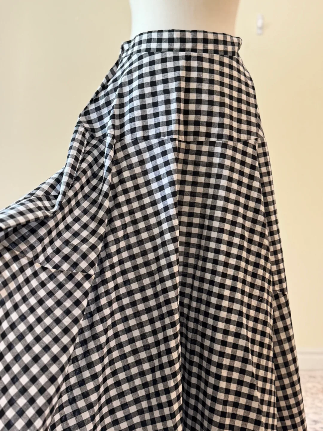 Vintage Black White Gingham Maxi Skirt image indicator(2)