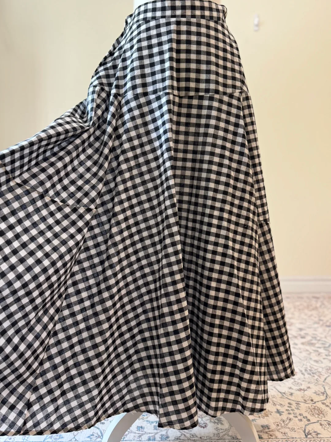 Vintage Black White Gingham Maxi Skirt image indicator(6)