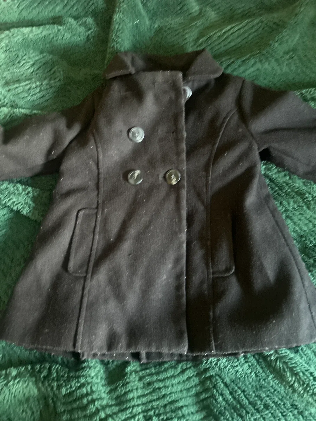 Black Wool Blend Girls Coat thumbnail