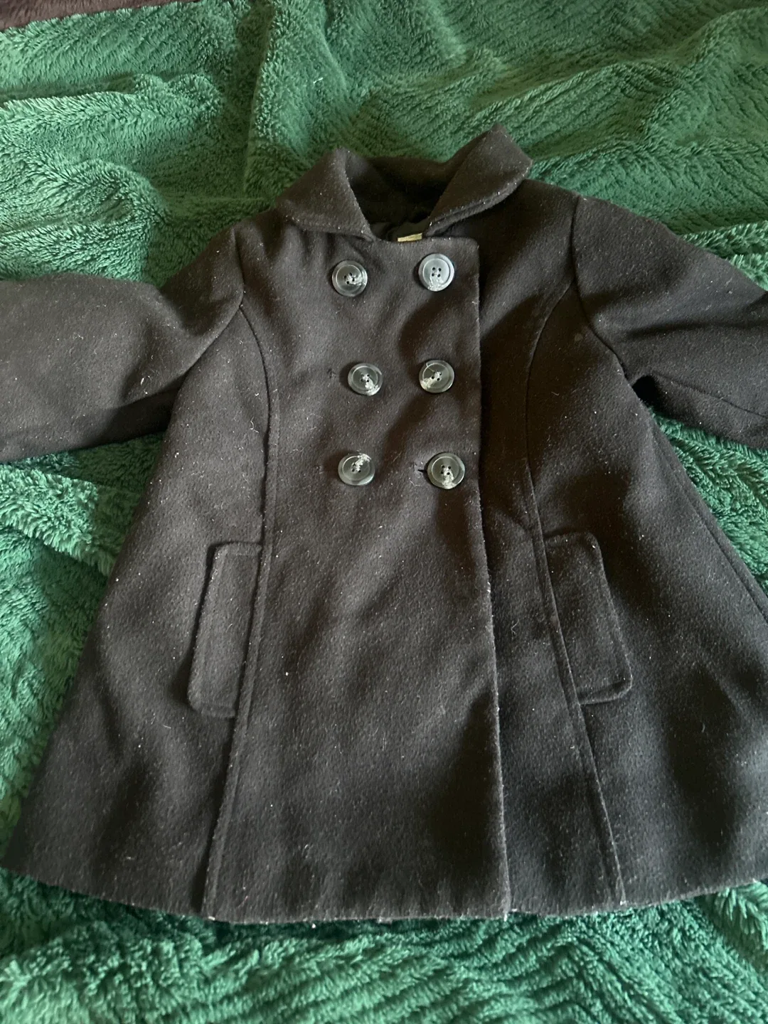 🧡Black Wool Blend Girls Coat image indicator(2)