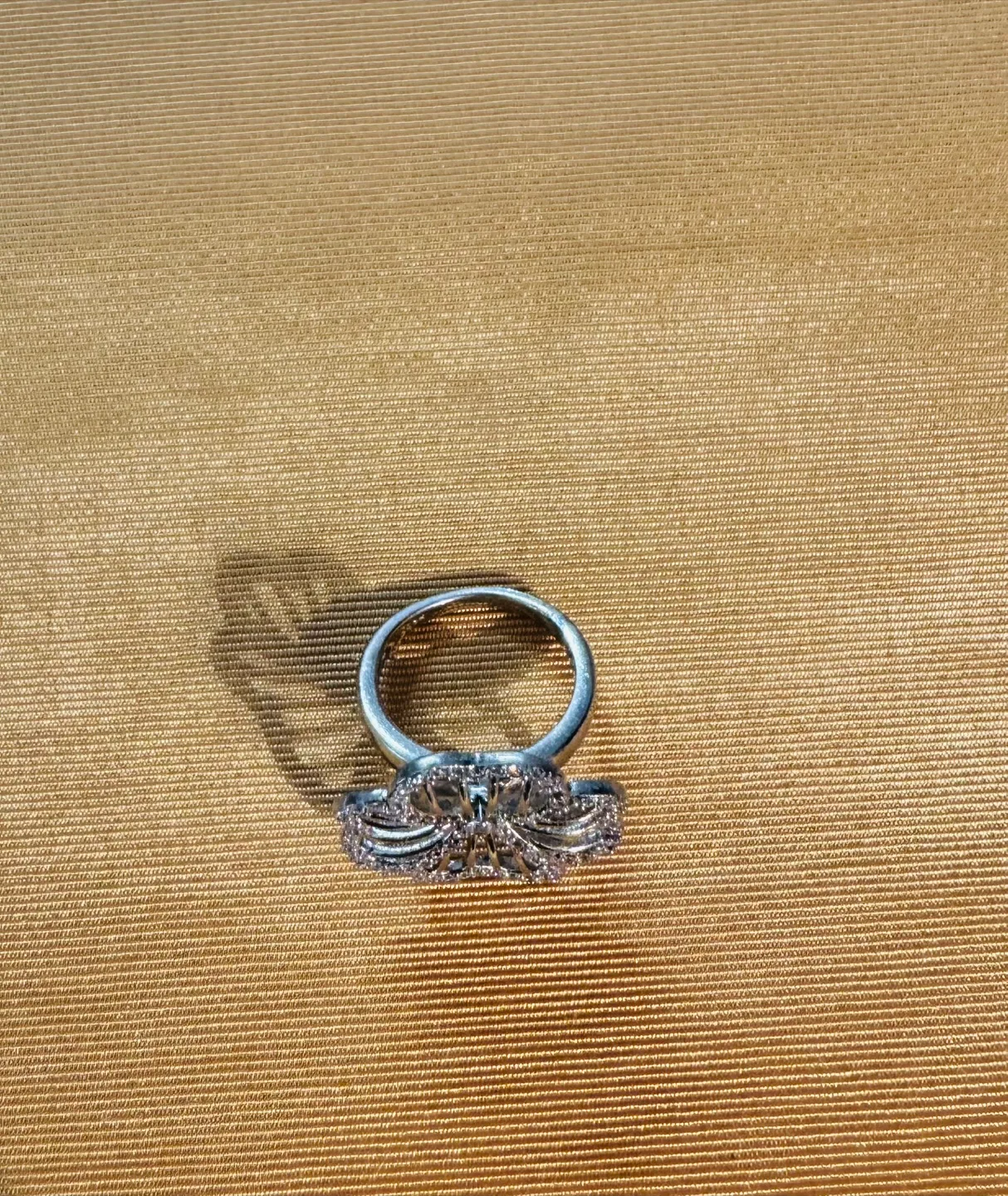 925 Sterling Silver Delicate Lace Flower Ring, Clear stones image indicator(4)