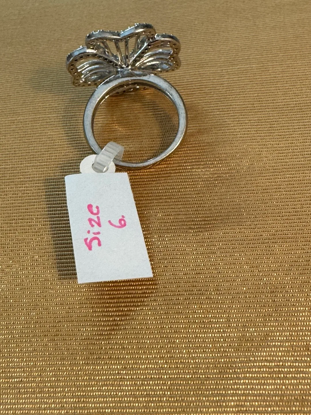 925 Sterling Silver Delicate Lace Flower Ring, Clear stones image indicator(9)