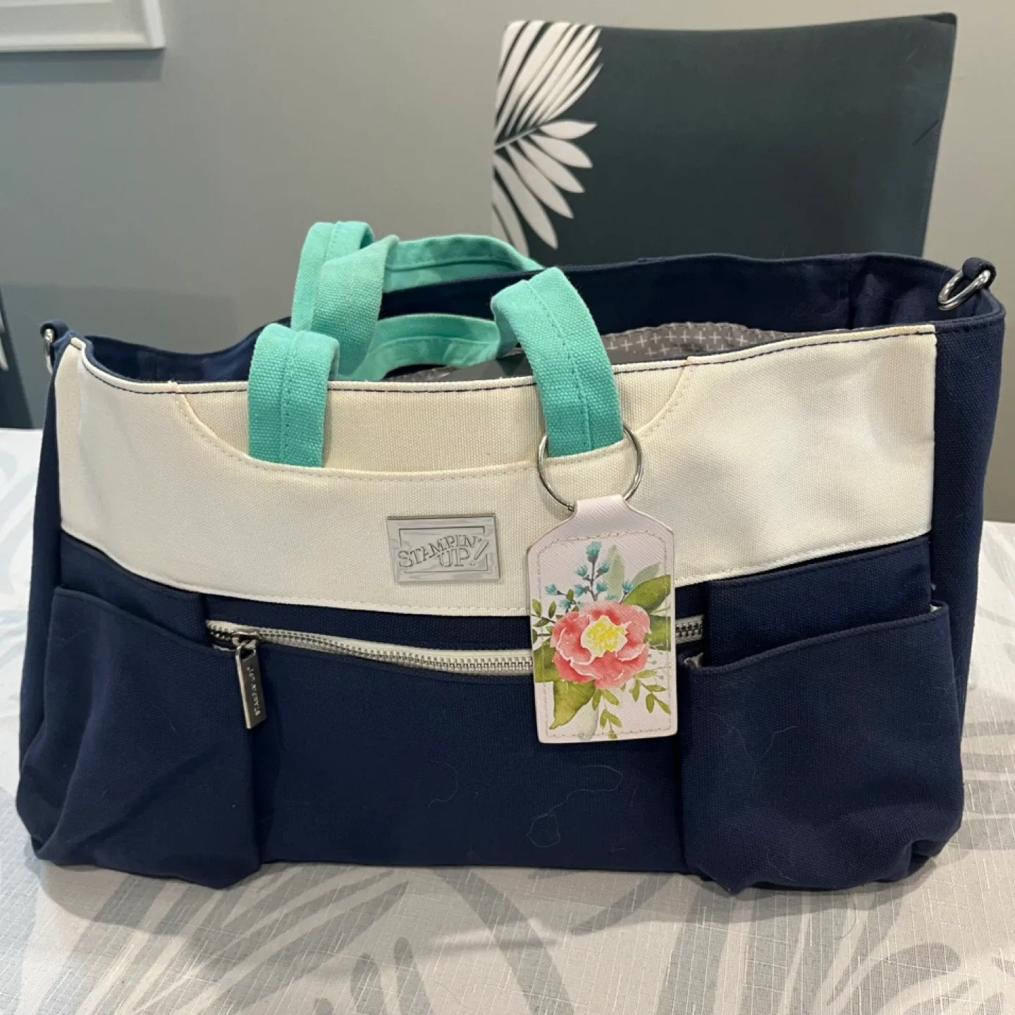 Stampin' Up! Craft Tote Bag - Navy & Cream thumbnail