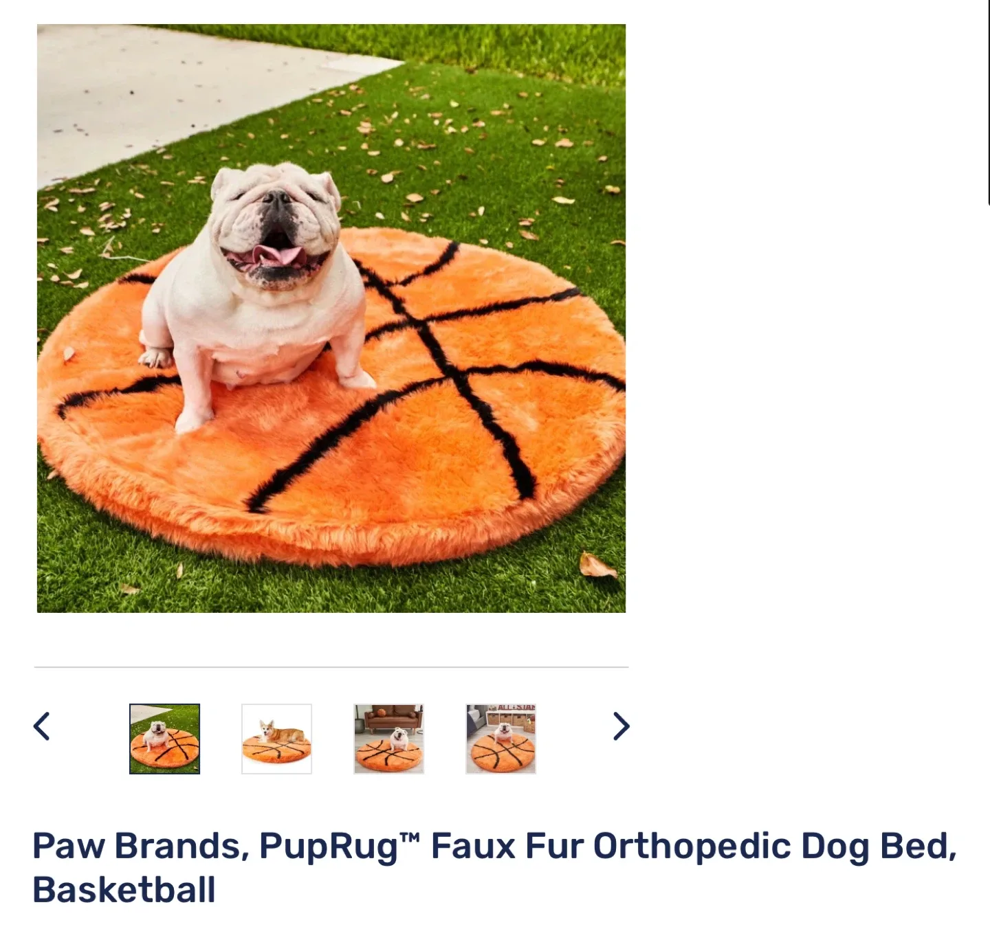 Paw Brands PupRug Faux Fur Orthopedic Dog Bed - Basketball