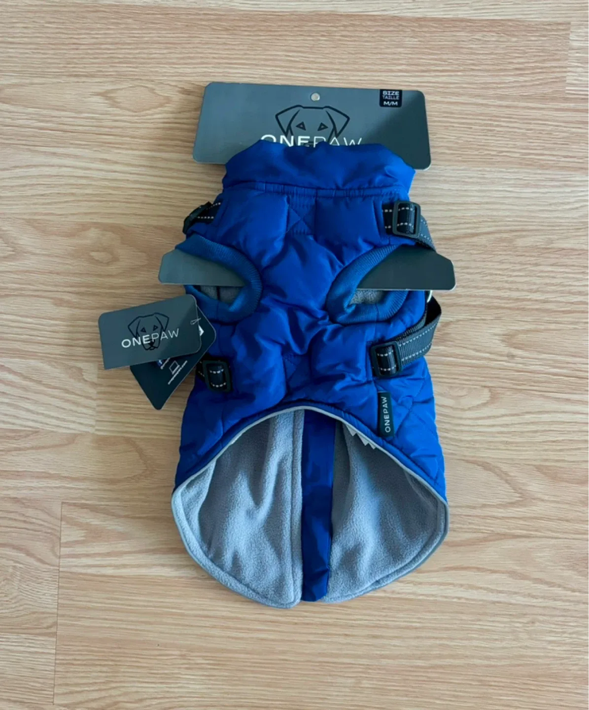 ONEPAW Blue Dog Puffer Vest and Harness M thumbnail