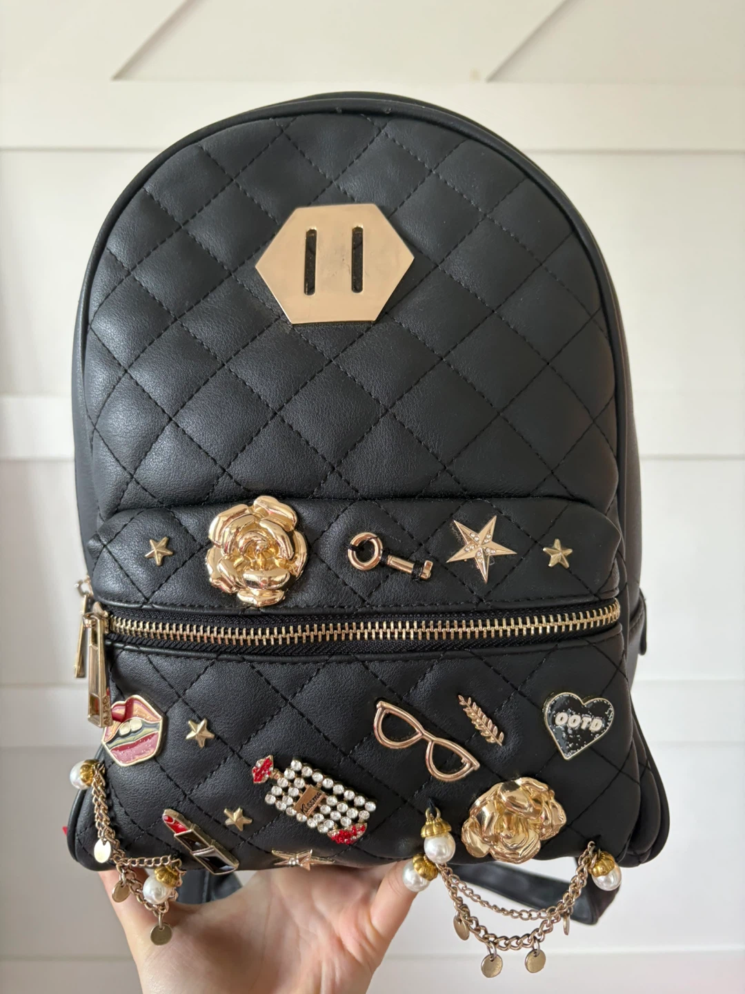 Aldo Black Charm Mini Backpack
