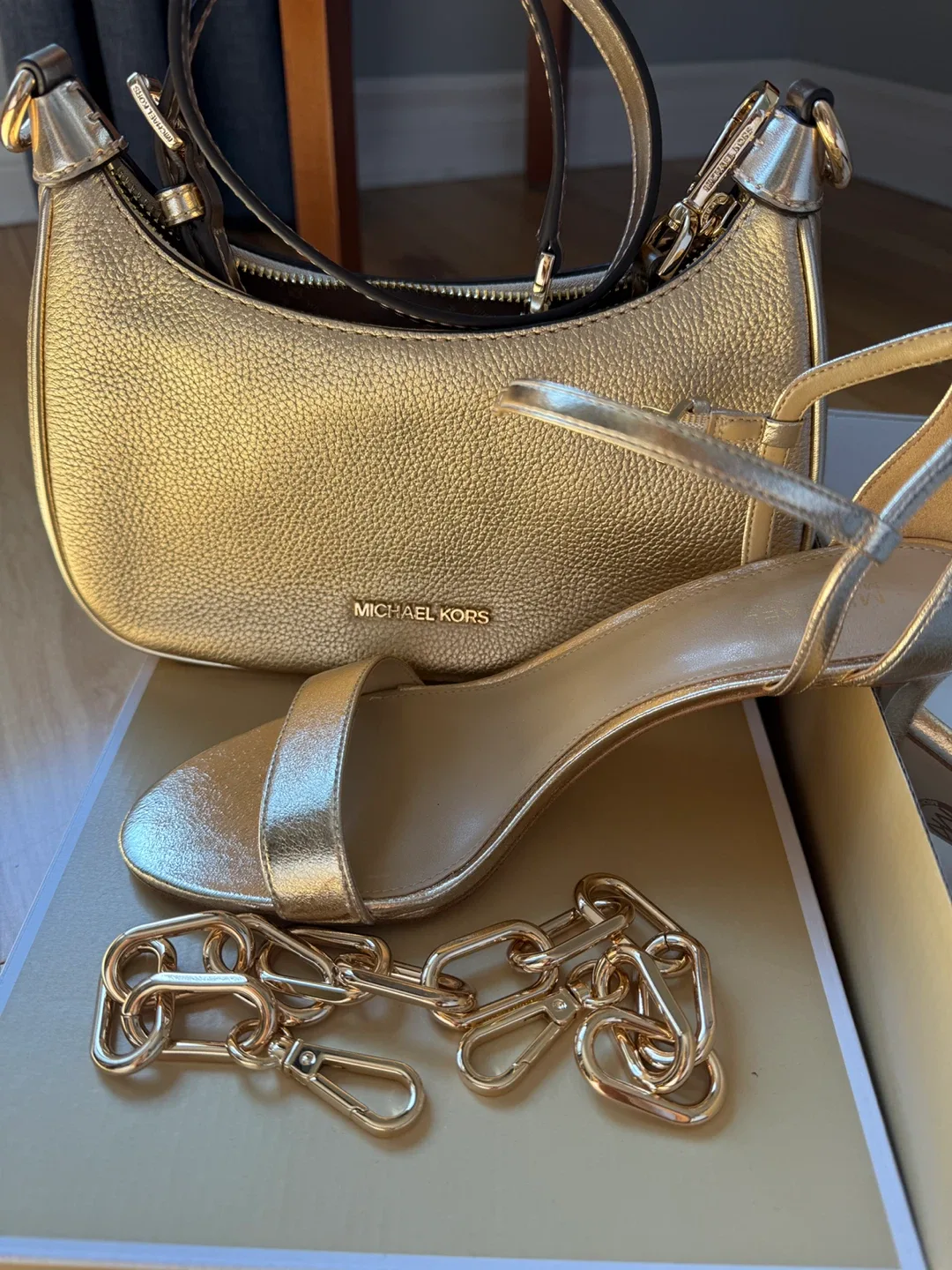 Michael Kors Gold Purse & Heels - Size 8 thumbnail