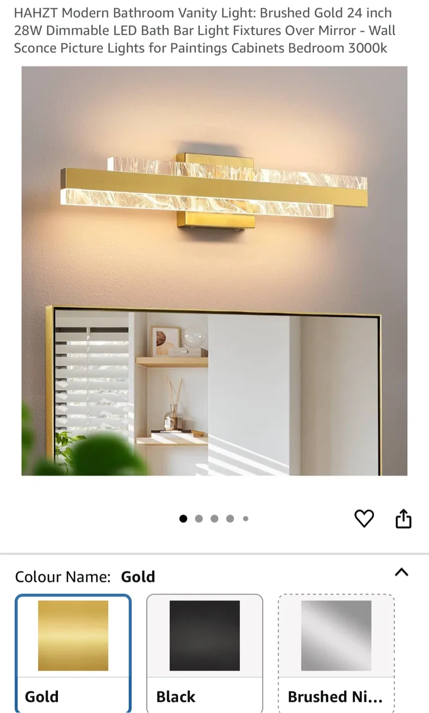 HAHZT Modern Bathroom Vanity Light - Brushed Gold thumbnail