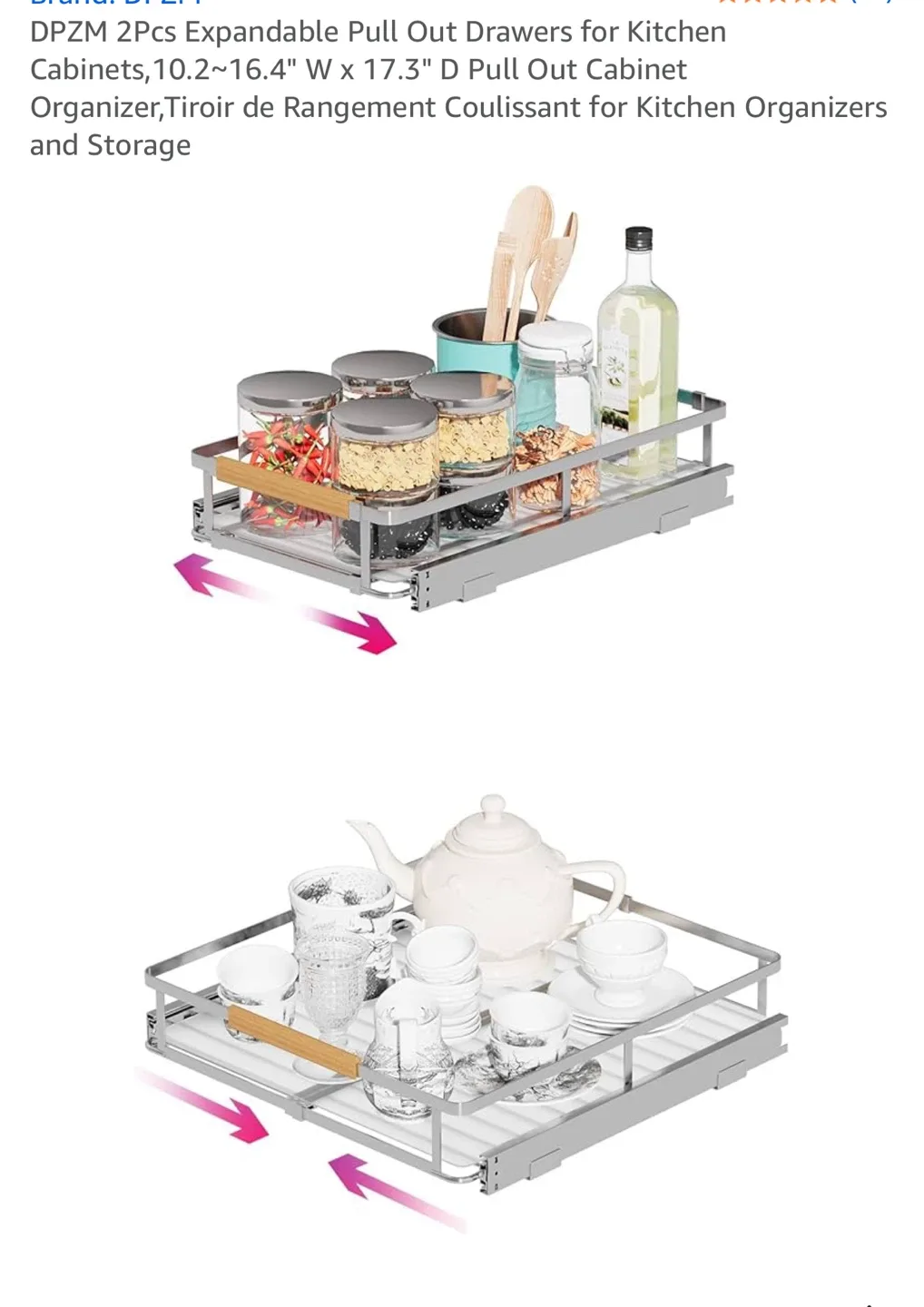 DPZM Expandable Pull Out Drawers for Kitchen thumbnail