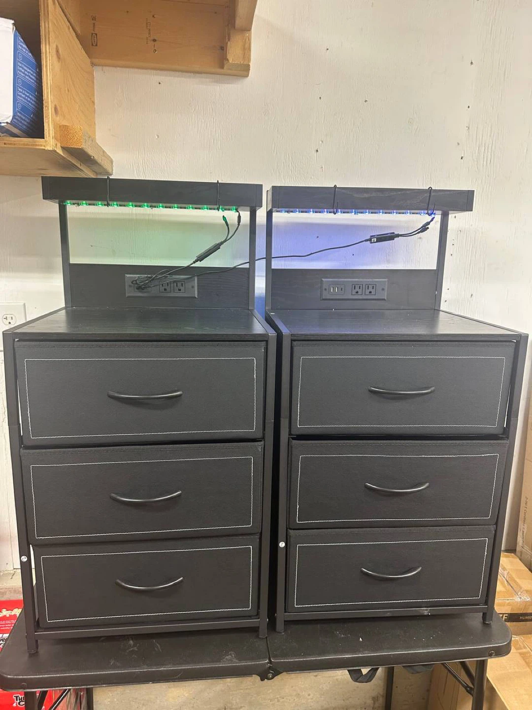 Black Nightstand Set with LED Lights - photo 5