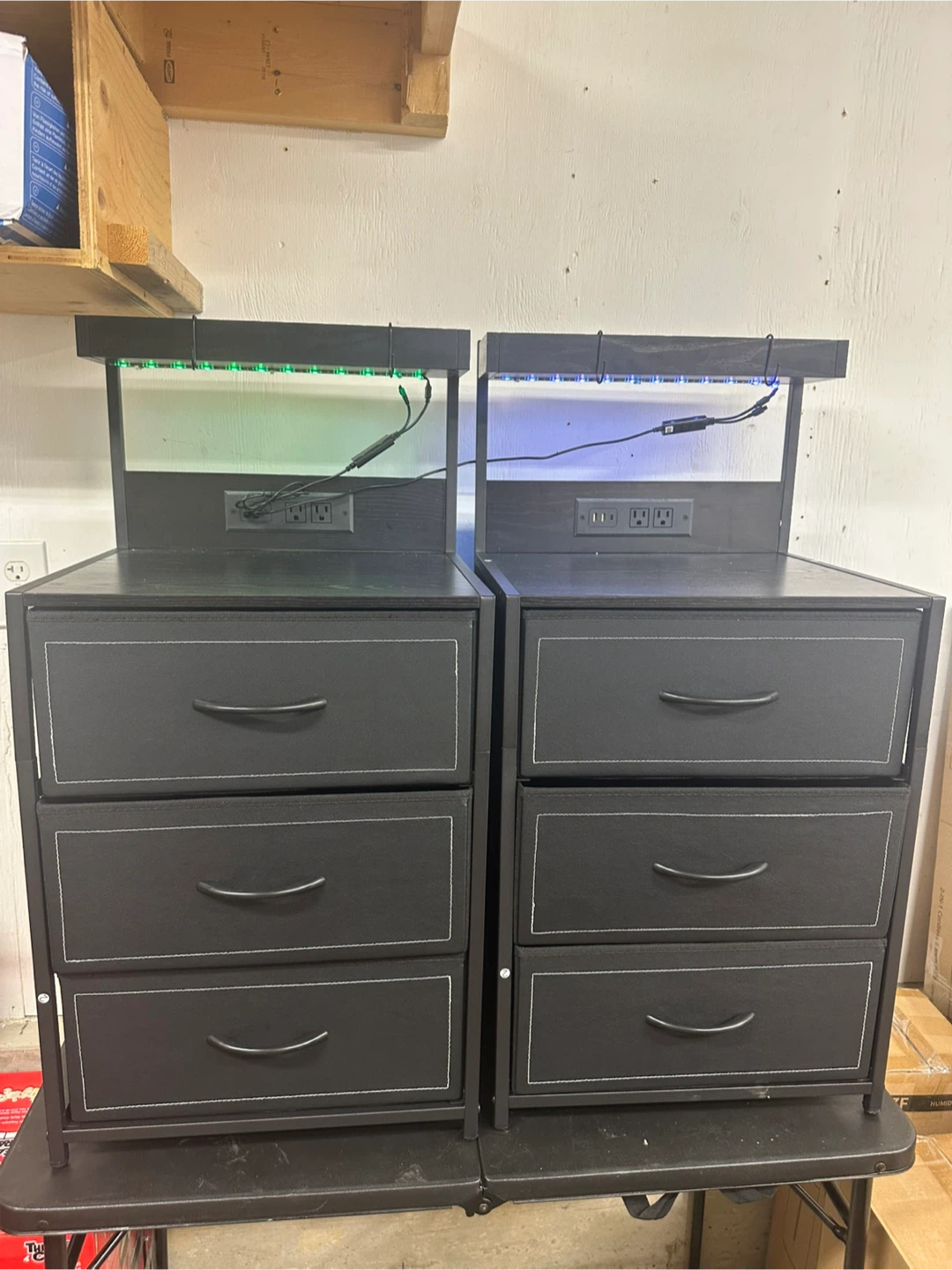 Black Nightstand Set with LED Lights