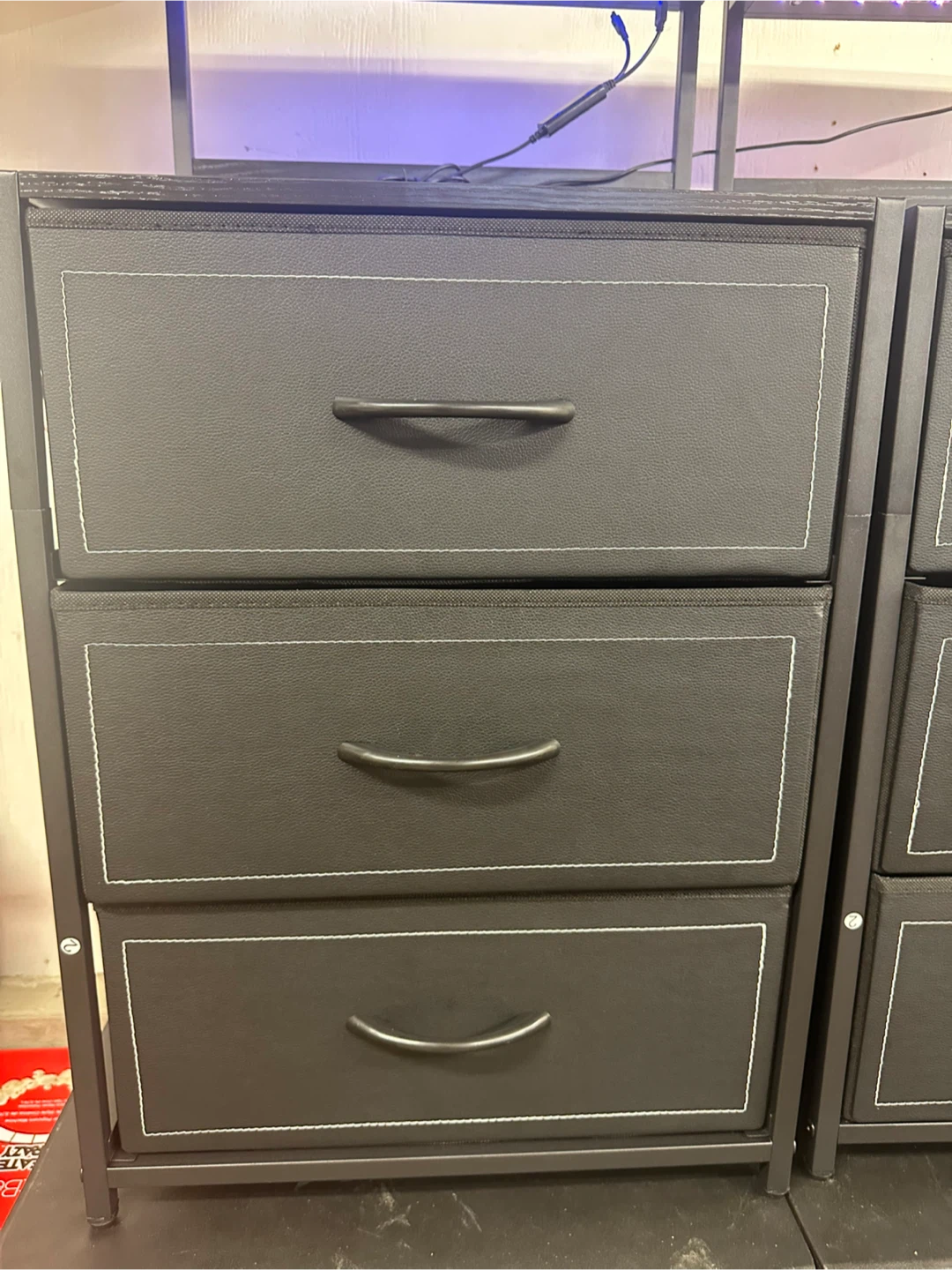 Black Nightstand Set with LED Lights - photo 2