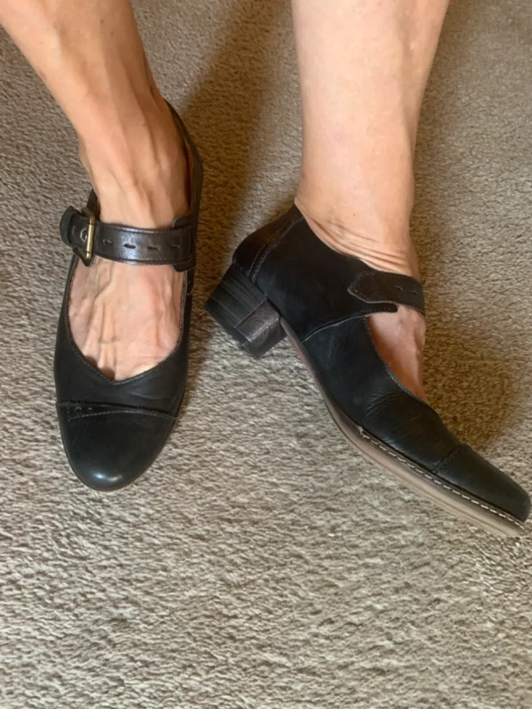 Black Leather Mary Jane Style Shoes image indicator(2)