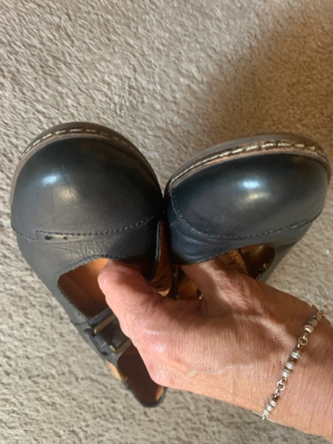 Black Leather Mary Jane Style Shoes image indicator(5)