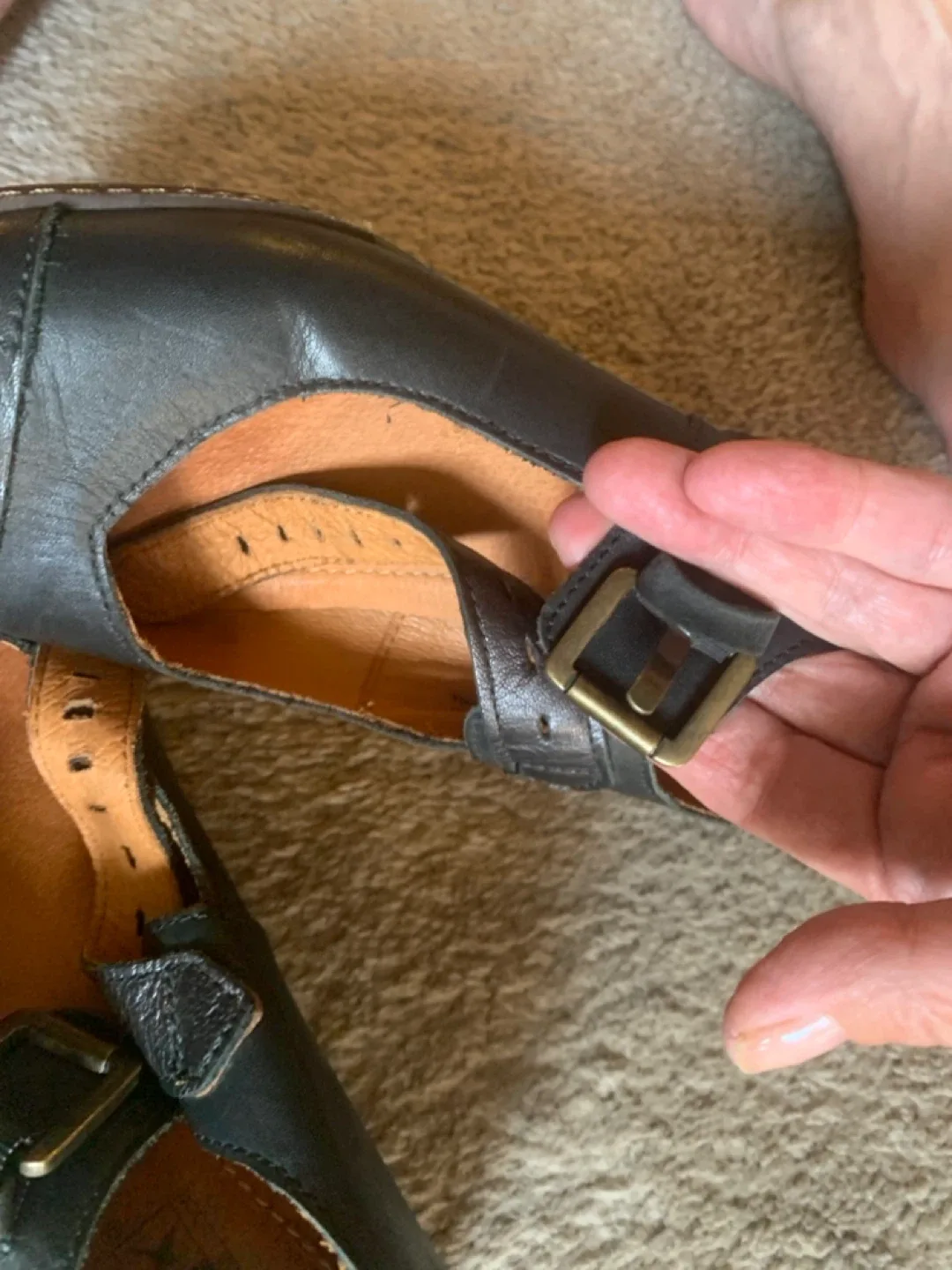 Black Leather Mary Jane Style Shoes image indicator(7)