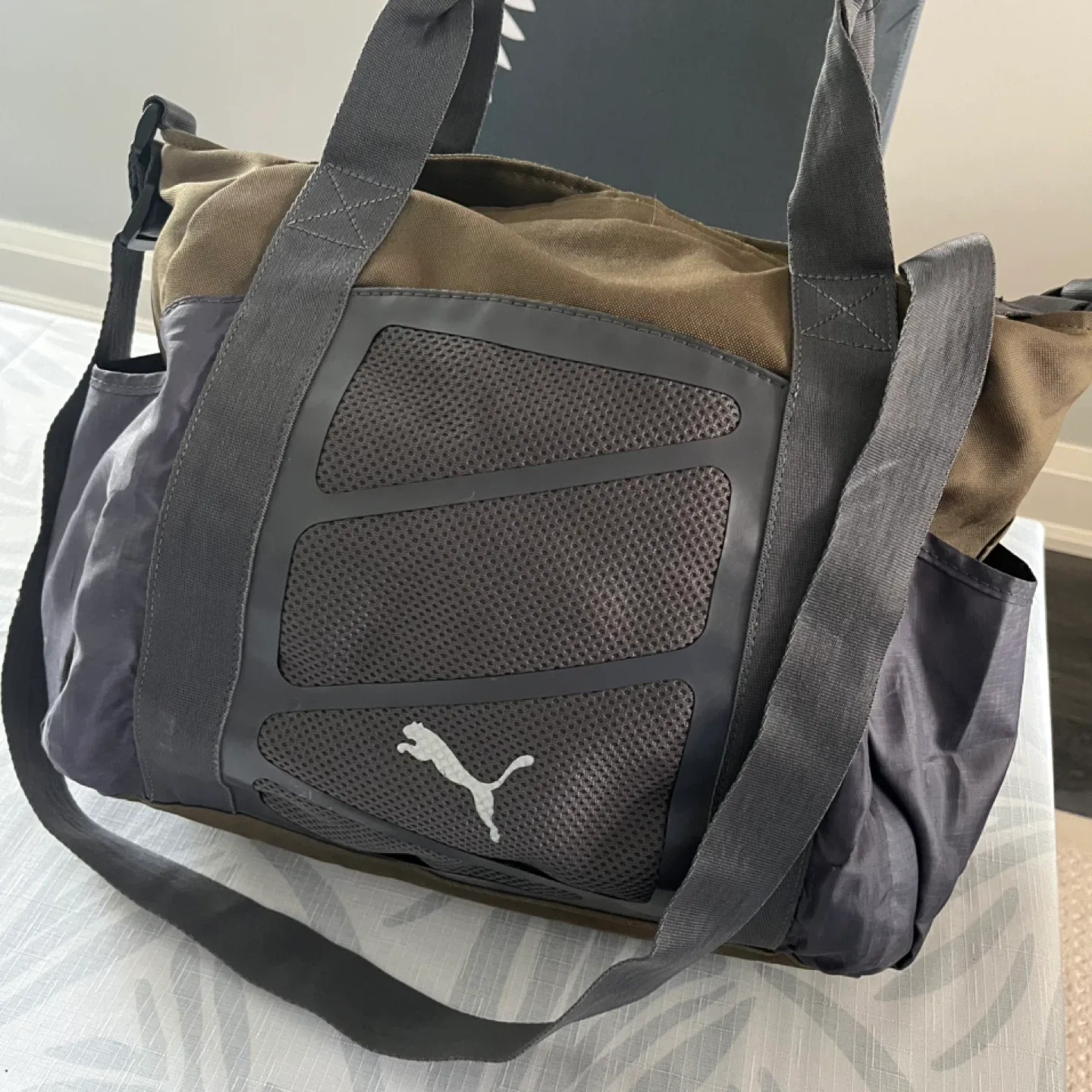 Puma Sport Bag - Olive Green & Grey thumbnail
